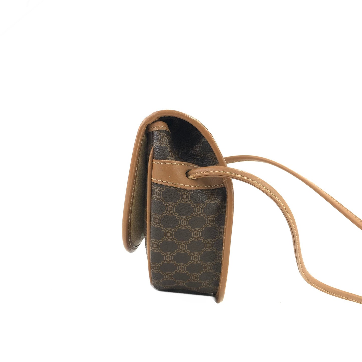 CELINE Macadam Blason Logo Round Macadam PVC Leather Small Shoulder bag Brown Vintage uvtx7g