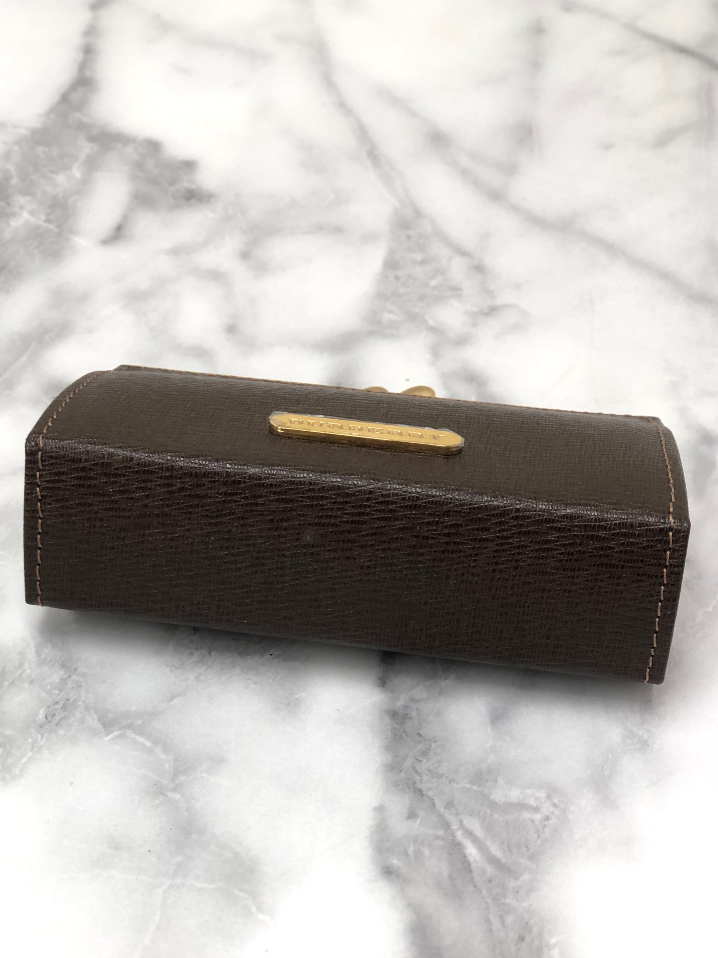 Burberry Logo Motif Leather Wallet Coin Purse Brown Vintage eim73c