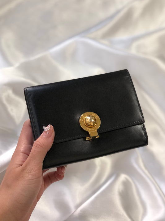 CELINE Starball Leather Trifold Wallet Black Vintage 7j572s