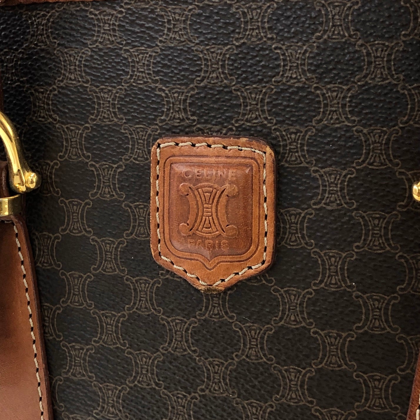 CELINE Macadam Blason Leather Totebag Brown Vintage 8dkvx4