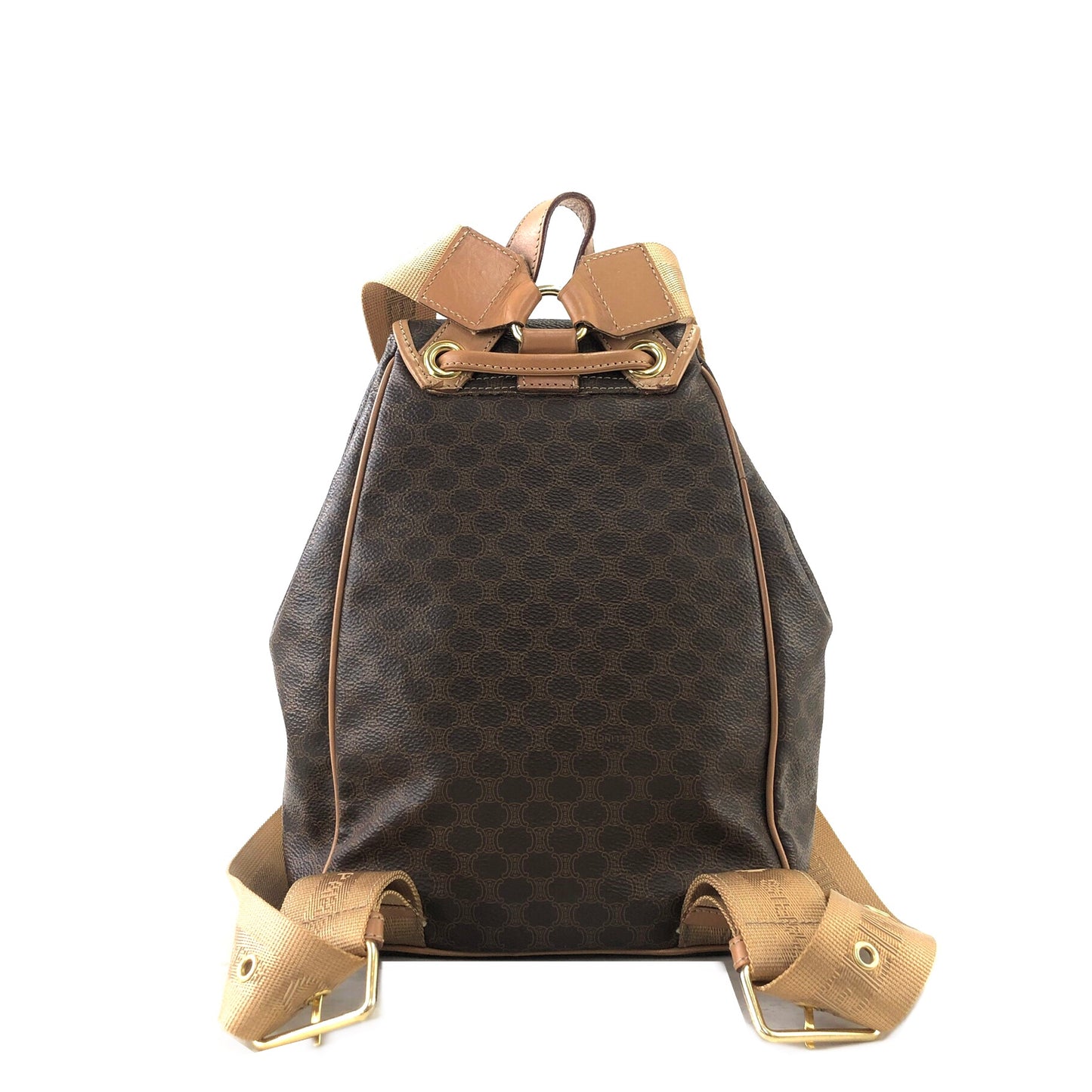 CELINE Macadam Gancini Logo Motif Leather Backpack Brown Vintage hcykdd