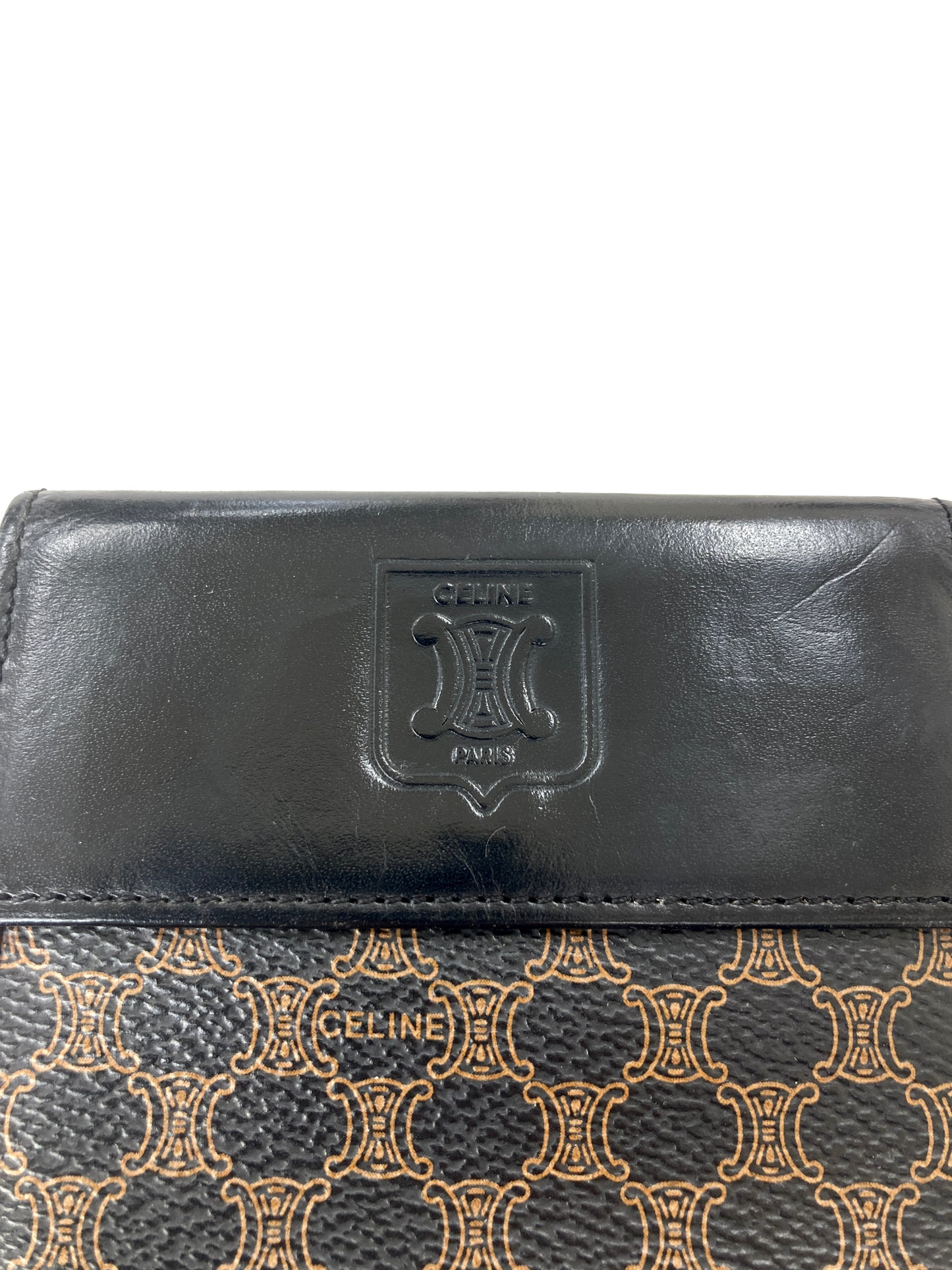 CELINE Macadam Blason Folded Wallet Black Vintage 4vg8wr