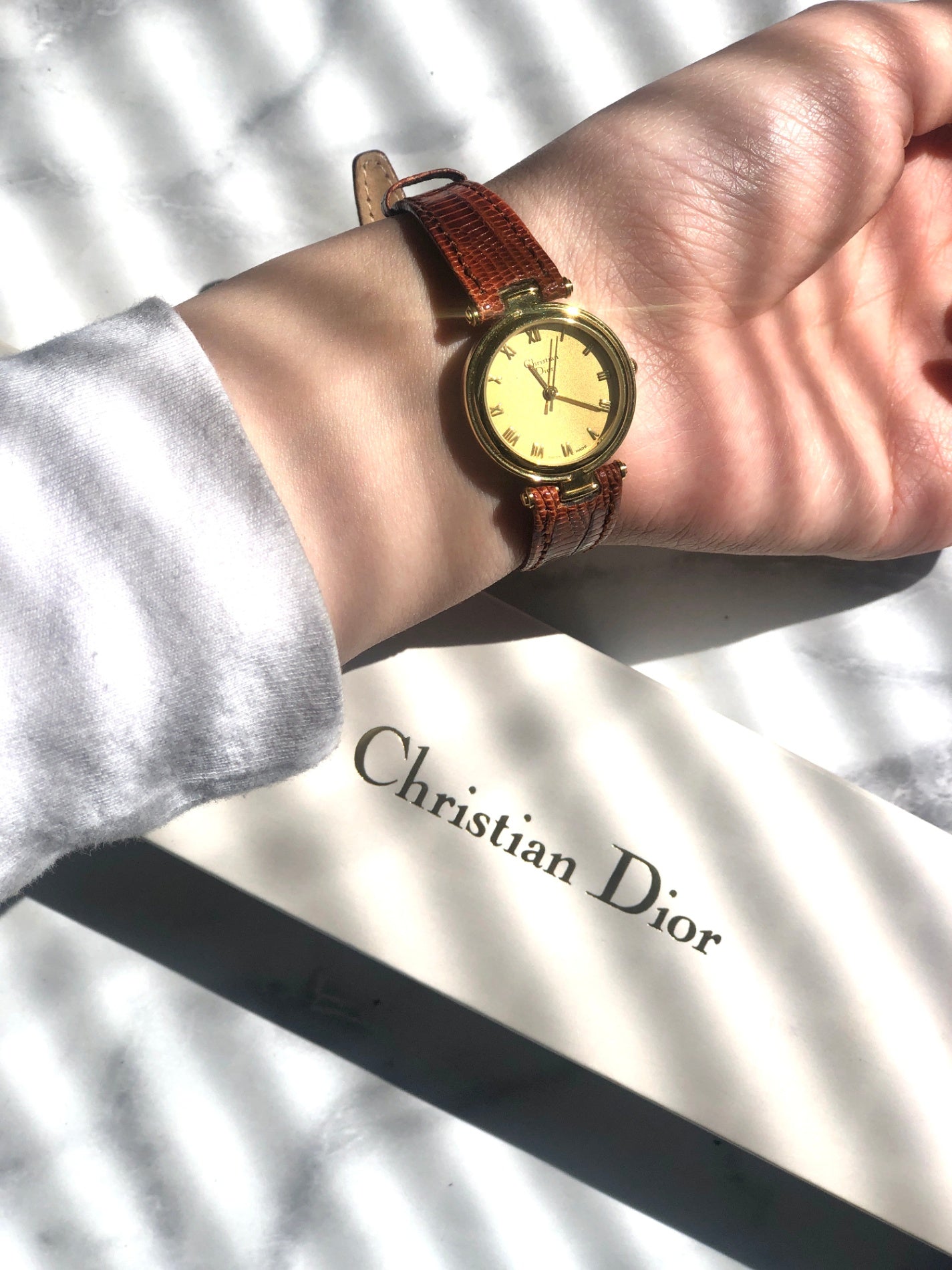 Christian Dior Watch Gold Brown Vintage zv5ffg VintageShop solo