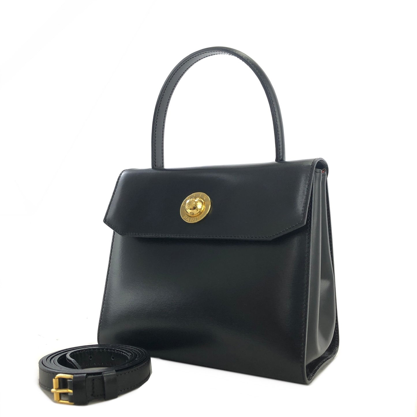 CELINE Starball 皮革兩用手提包單肩包黑色復古 jrwffj