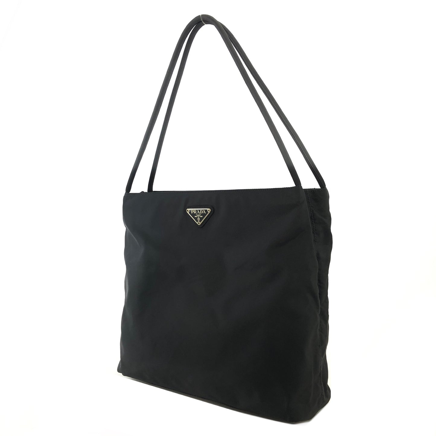 PRADA Triangle Logo Nylon Shoulder bag Totebag Black Vintage jg45ez