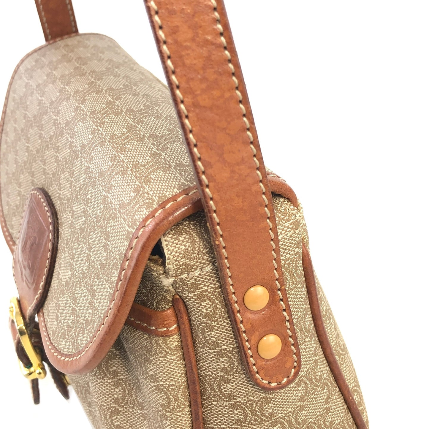 CELINE Macadam PVC Leather Shoulder bag Beige Vintage 7ujw66