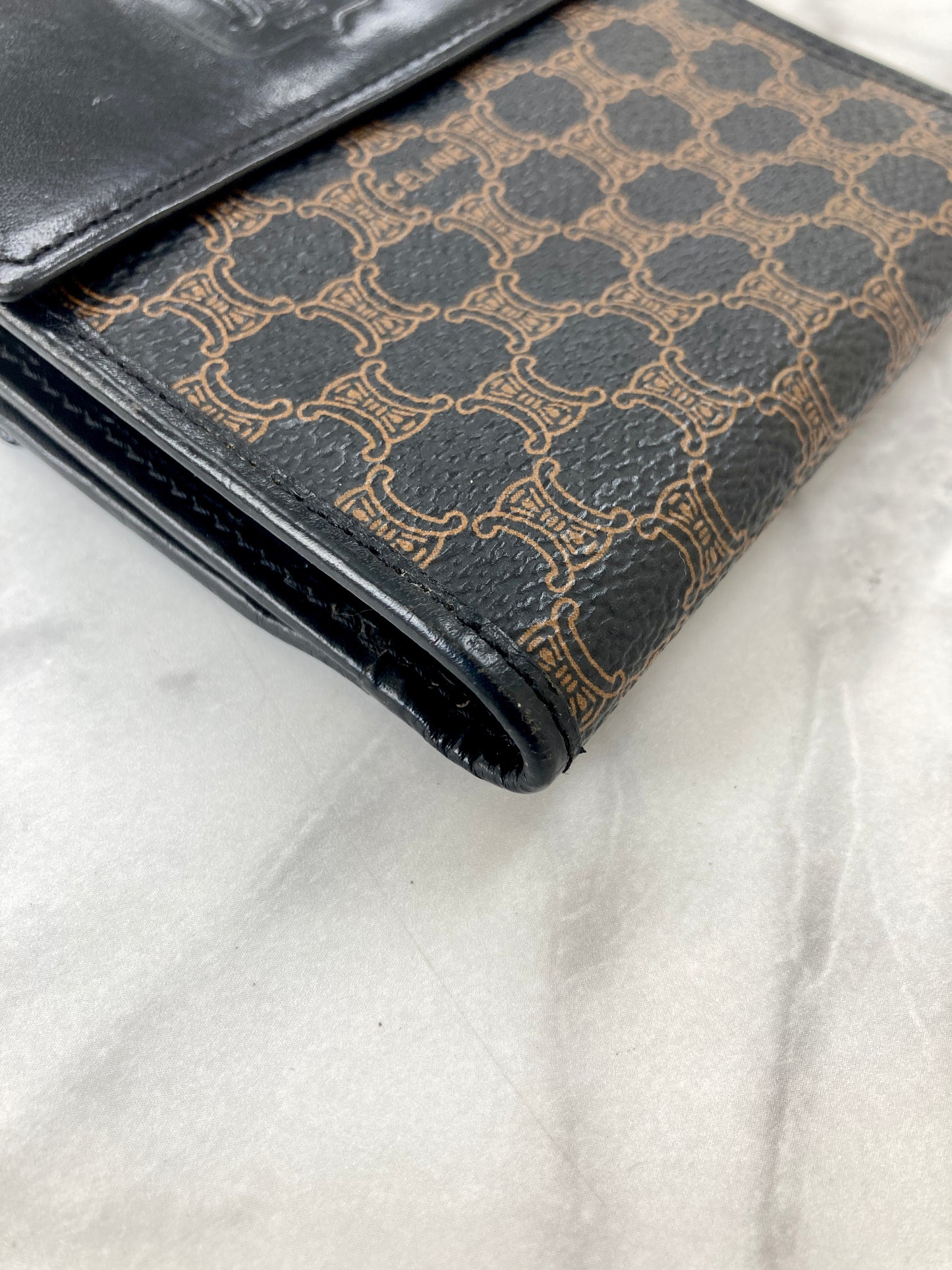 CELINE Macadam Blason Folded Wallet Black Vintage 4vg8wr
