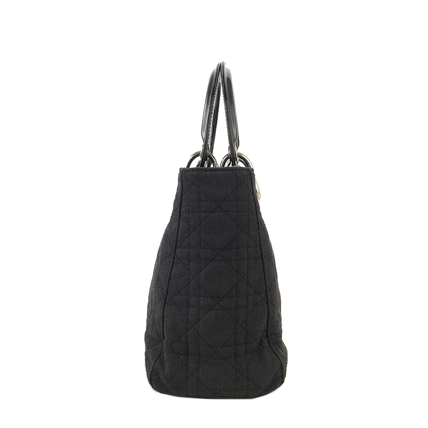 Christian Dior Lady Dior Cannage Canvas Leather Two-way Handbag Shoulder bag Black Vintage ztgz83