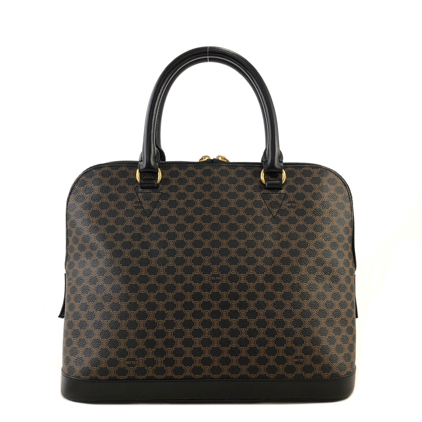 CELINE Macadam Bugatti Leather Two-way Handbag Shoulder bag Black Vintage 2wzg33