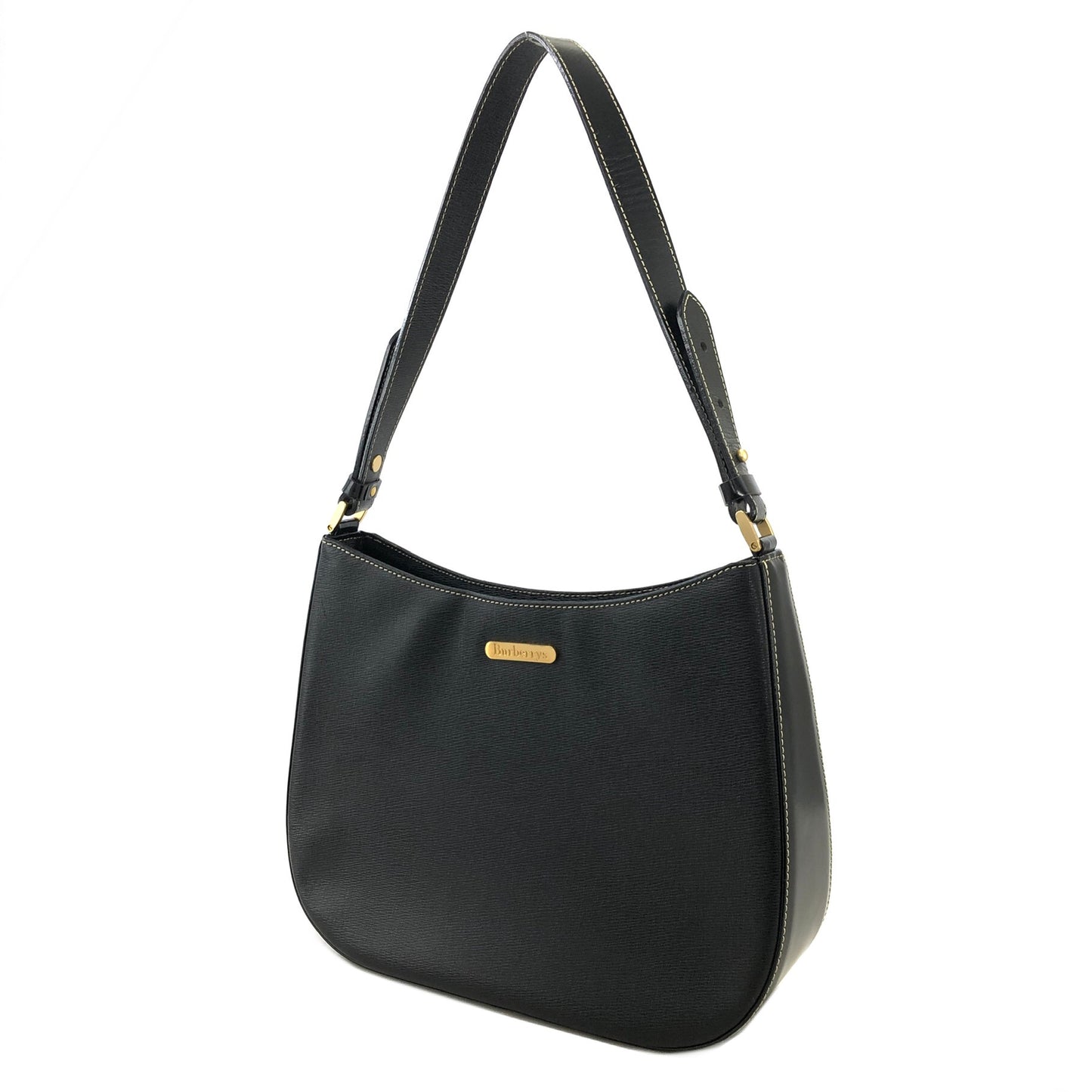 Burberrys Logo Motif Leather Shoulder bag Black Vintage cd8br3