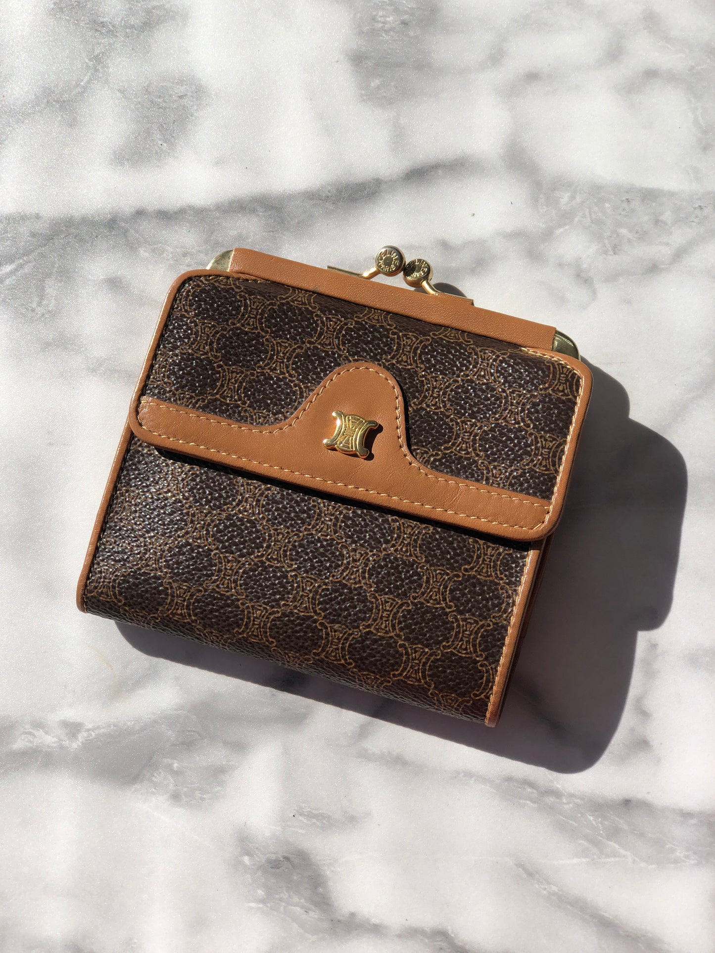 CELINE Macadam Triomphe Logo Motif Wallet Brown Vintage sbmwm4