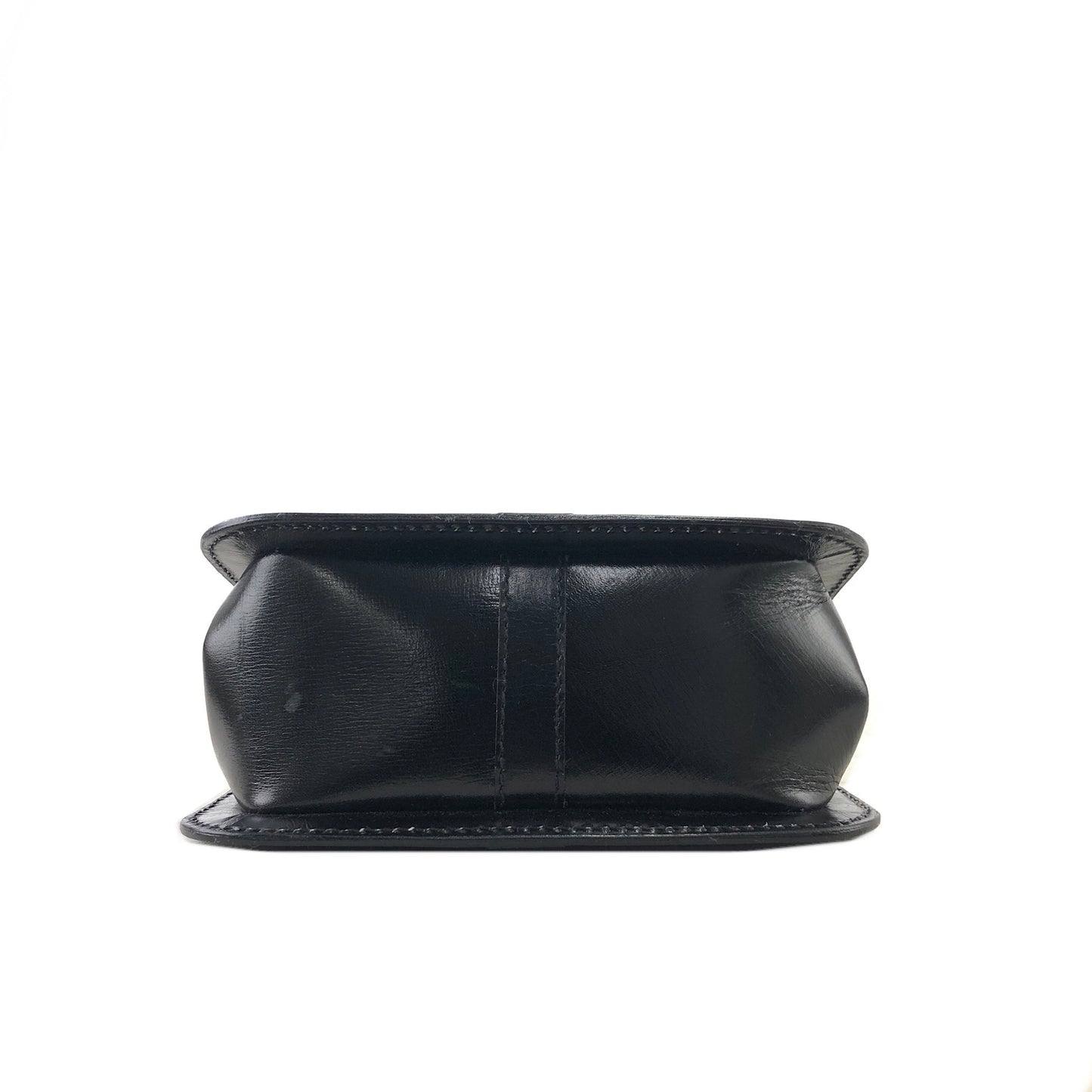 CELINE Triomphe Logo Motif Leather Shoulder bag Black Vintage tara68