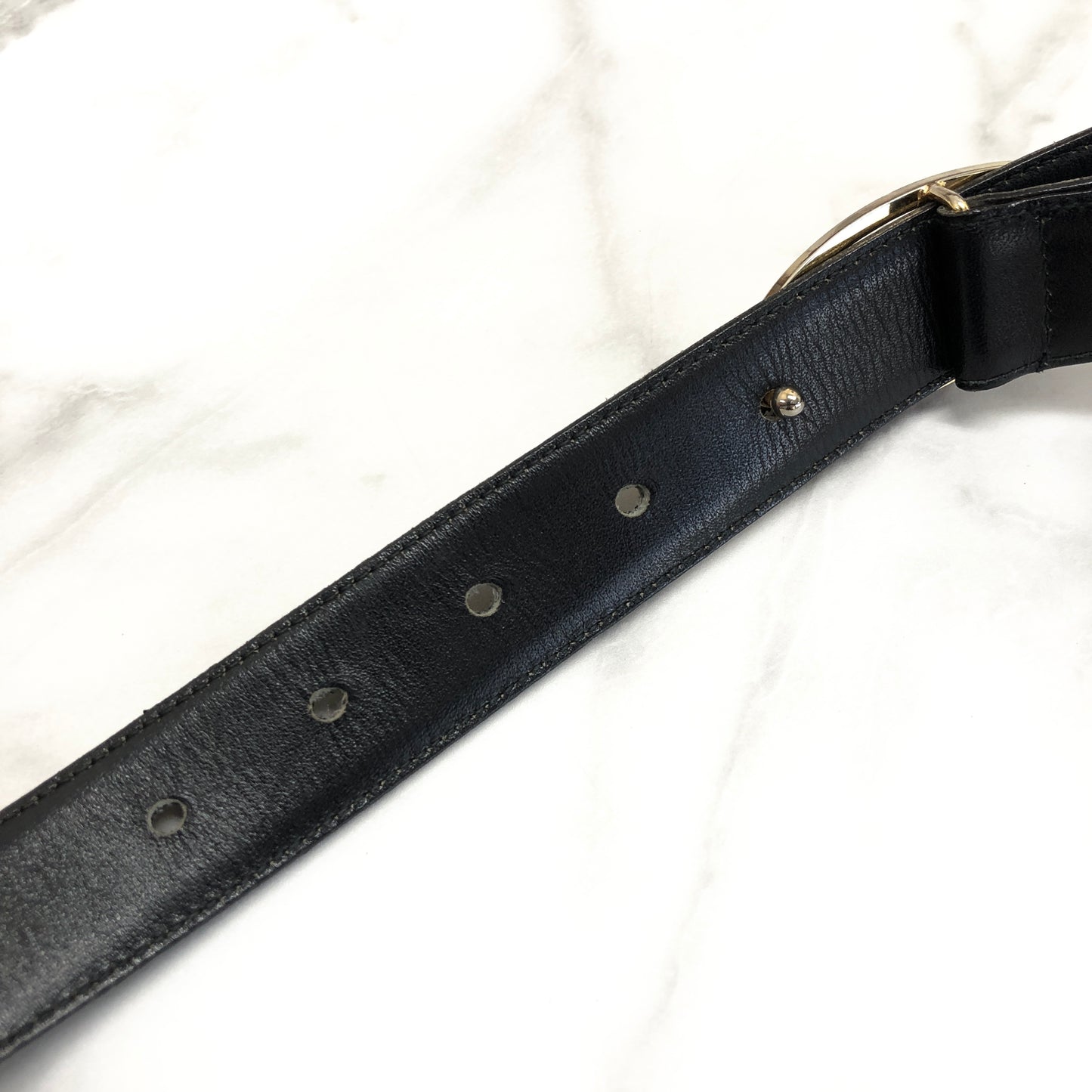 CELINE Triomphe  Leather Belt Black Vintage tynvva