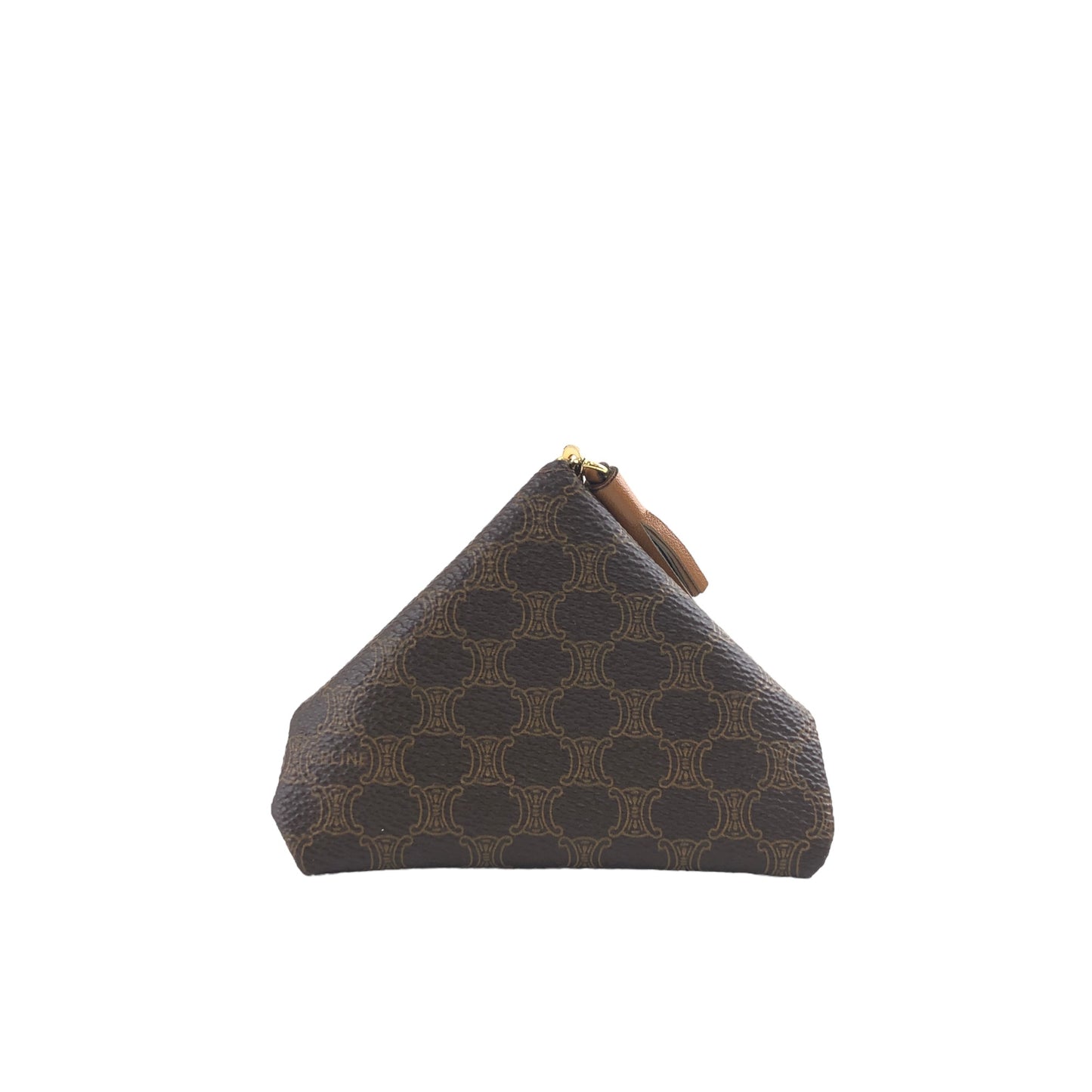 CELINE Macadam Horse Carriage Triangle Coin Purse Brown Vintage wgai4s