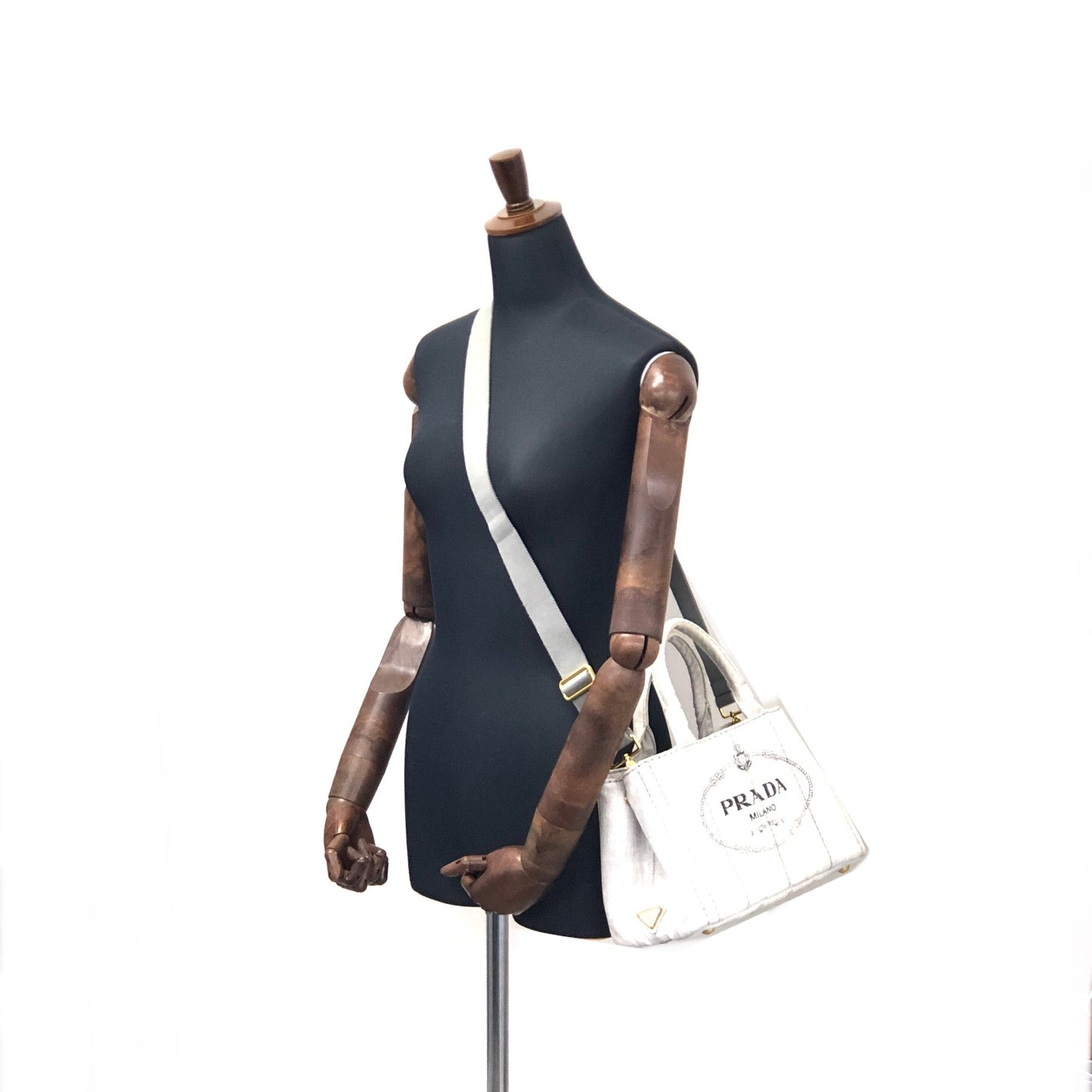 PRADA Canapa Canvas Totebag Shoulder bag Light Gray Vintage h4aifs