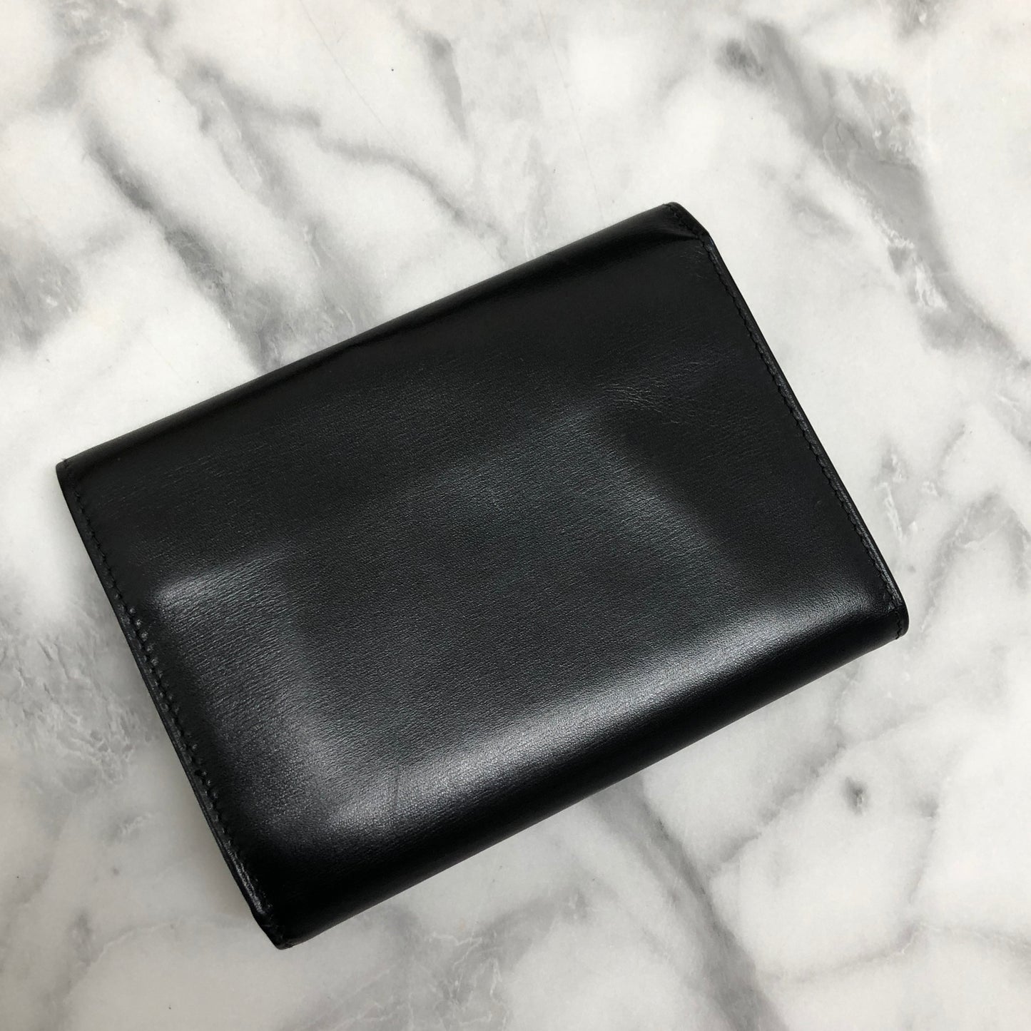 CELINE Starball Leather Trifold Wallet Black Vintage 7j572s