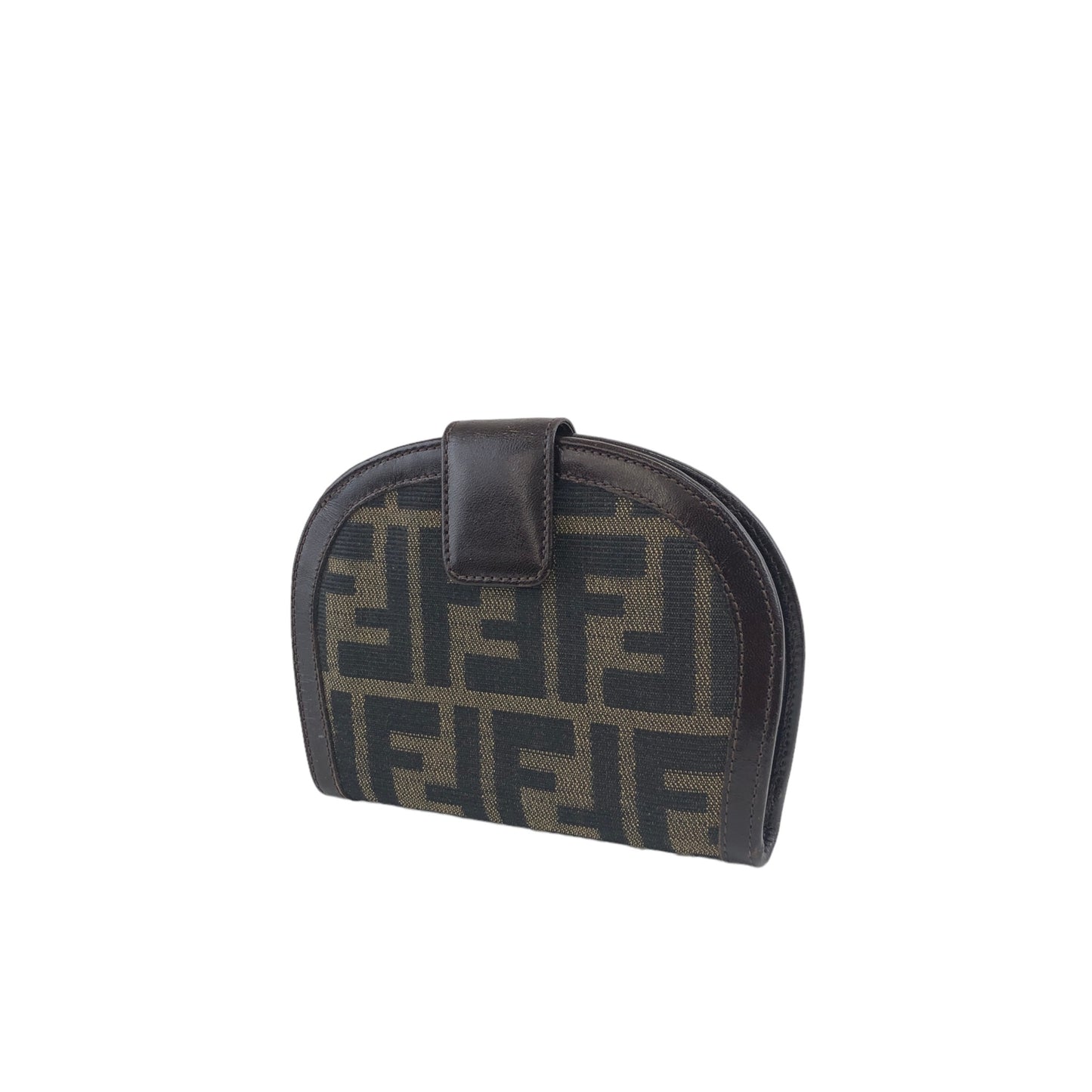 FENDI Zucca 提花皮革折疊皮夾 棕色 復古 3jbzkz