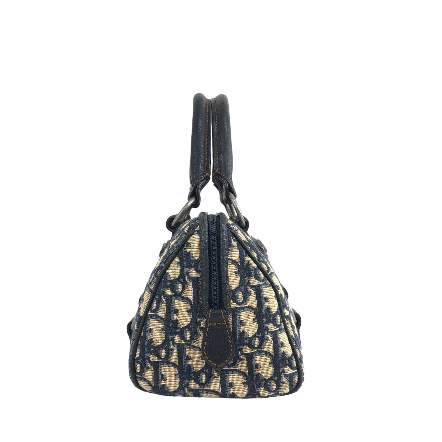 Christian Dior Trotter CD Logo 提花皮革手提包波士頓包海軍藍復古 aminvy