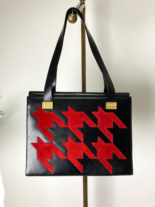 CELINE Arc de Triomphe 絨面皮革手提包 黑色復古 tcaxbv