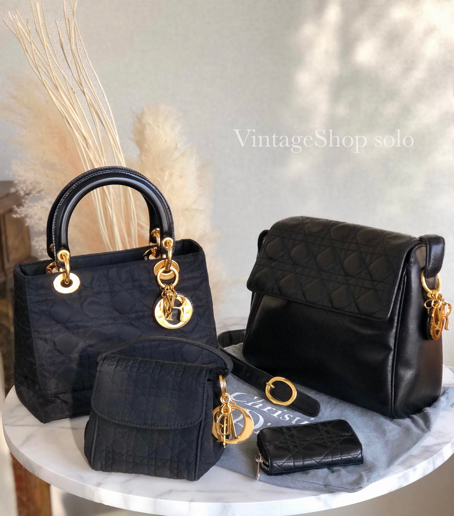 Christian Dior Cannage Lady dior Charm 斜背包 黑色 hh7x7v