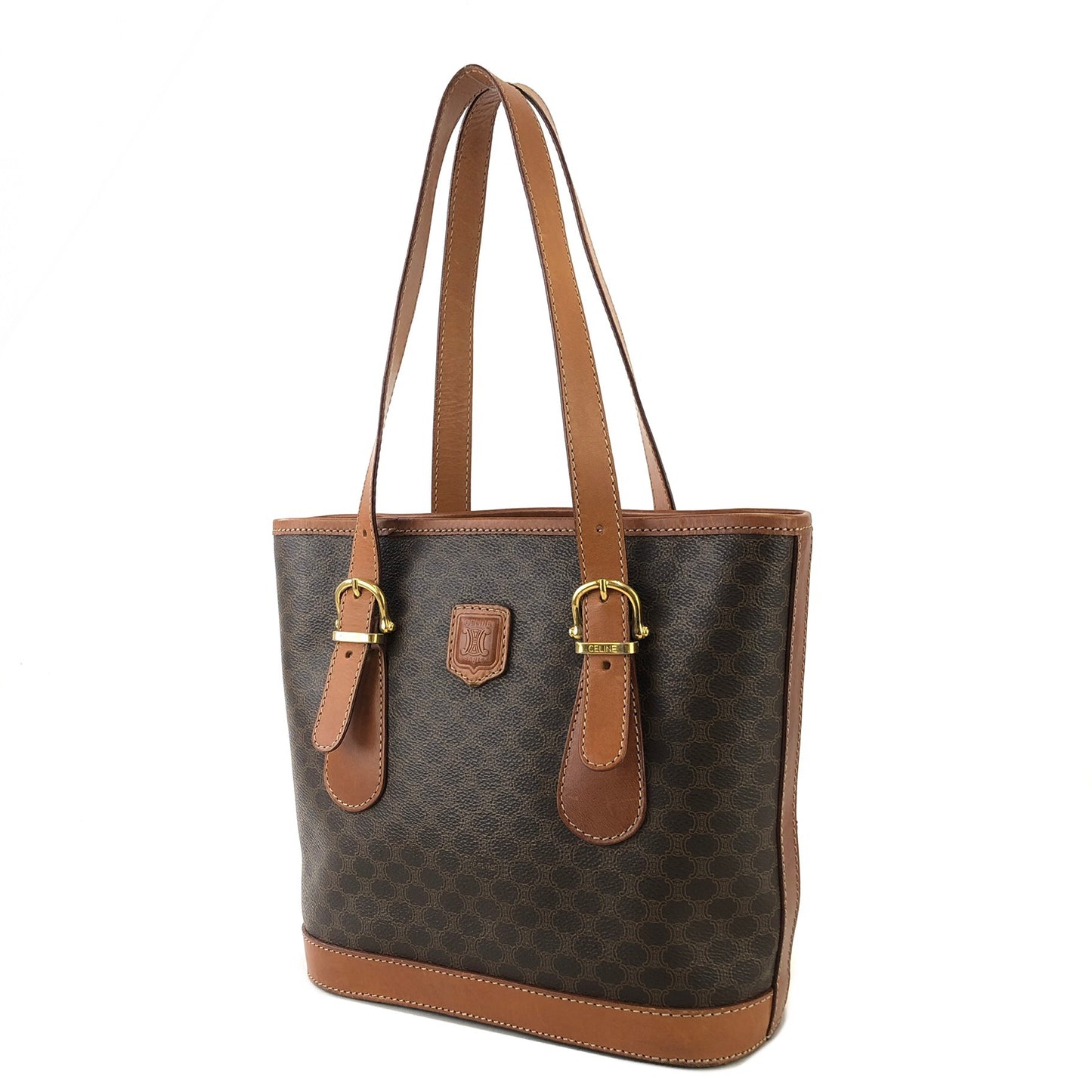CELINE Macadam Blason Leather Totebag Brown Vintage 8dkvx4