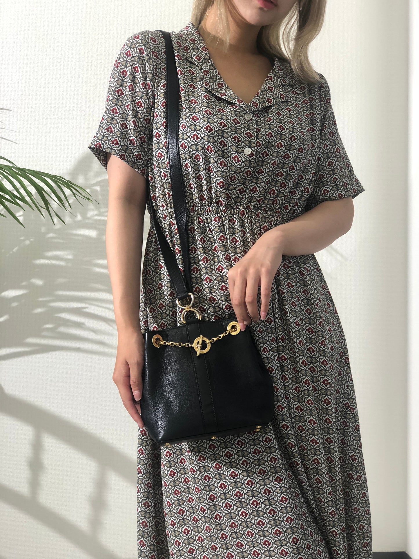 CELINE Toggle Chain Leather Crossbody Shoulder bag Black Vintage s2ztup