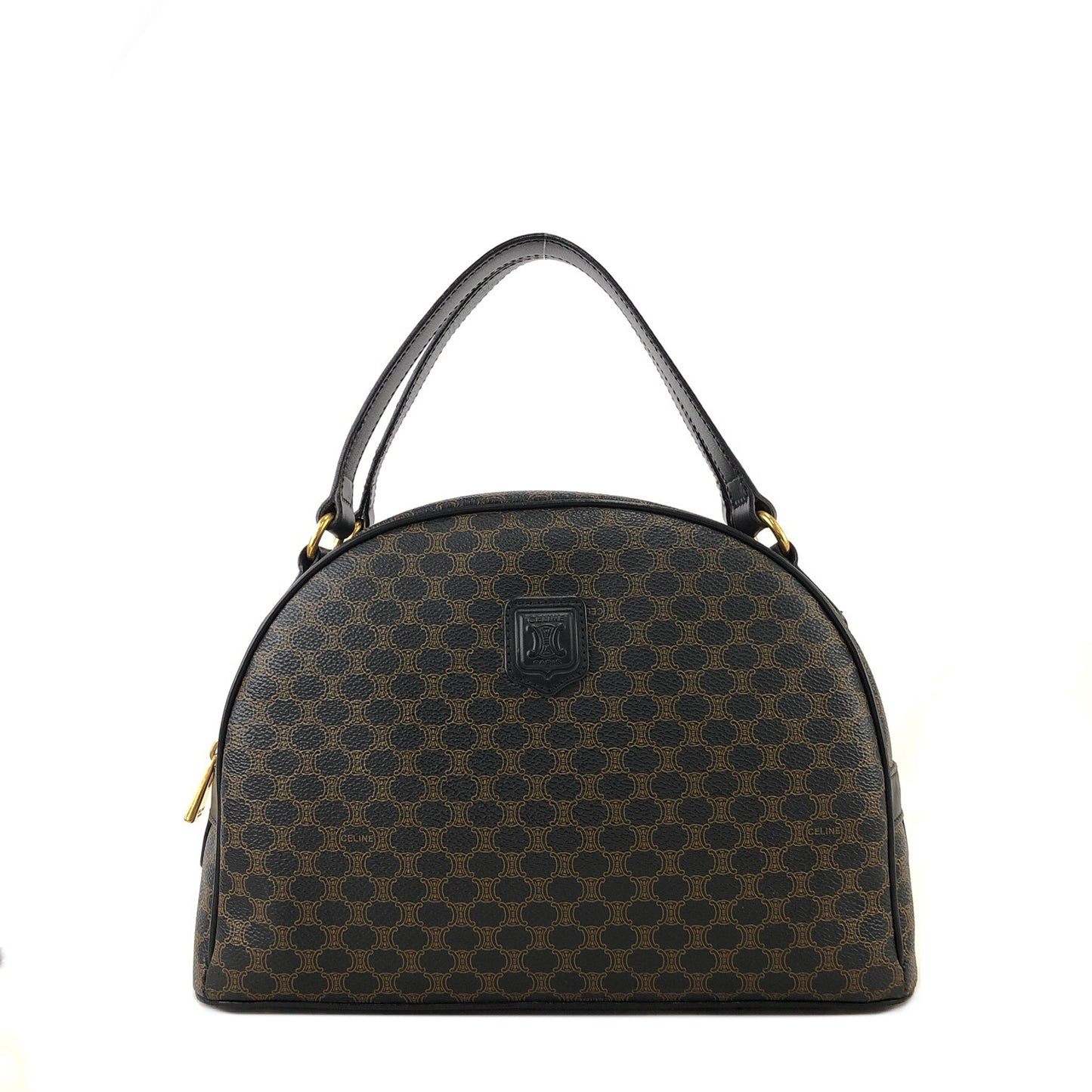 CELINE Macadam Blason Half Round Handbag Black Vintage e86ra4