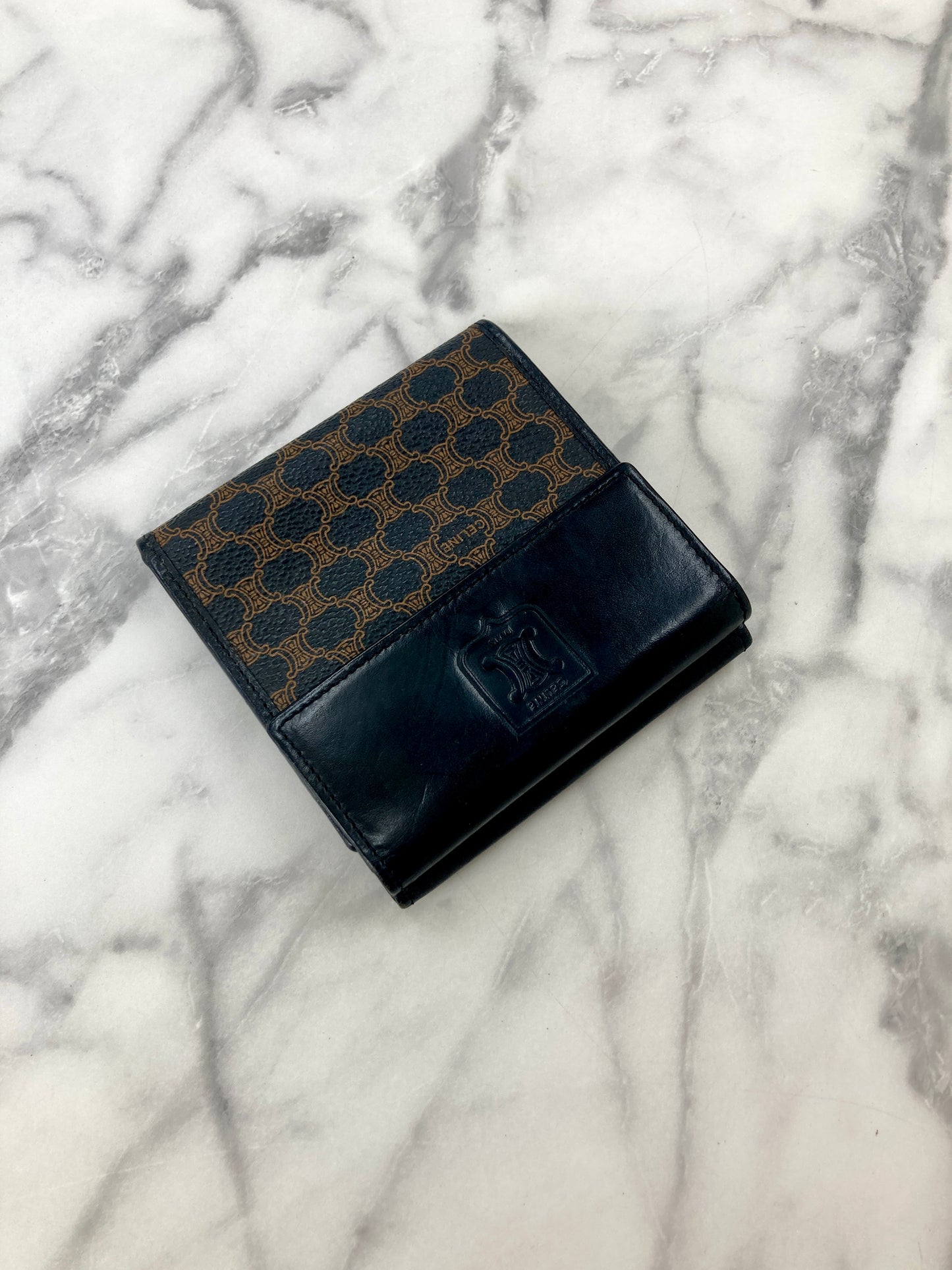 CELINE Macadam Blason Folded Wallet Black Vintage 4vg8wr