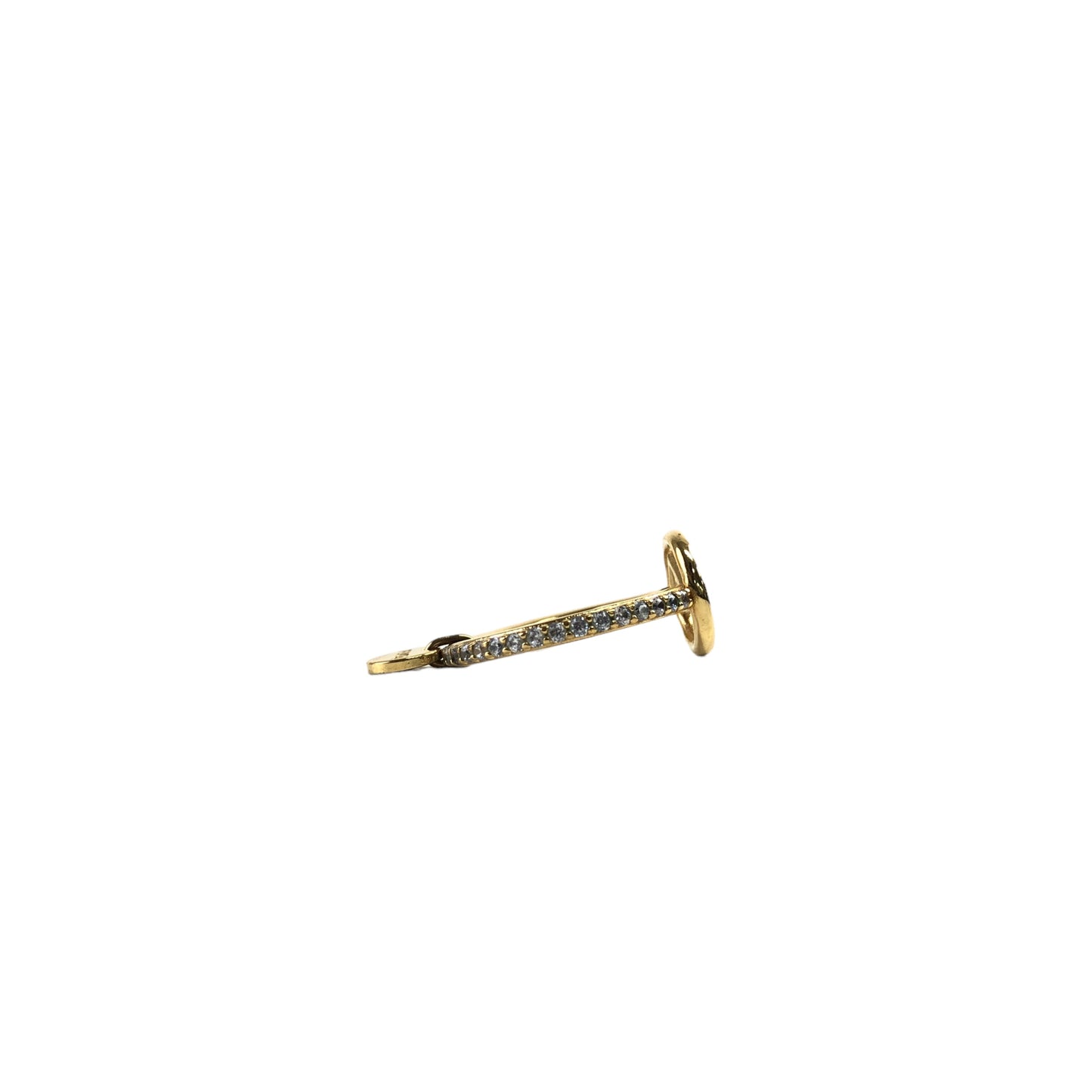 FENDI Logo Rhinestone Ring Gold Vintage 6gs24t