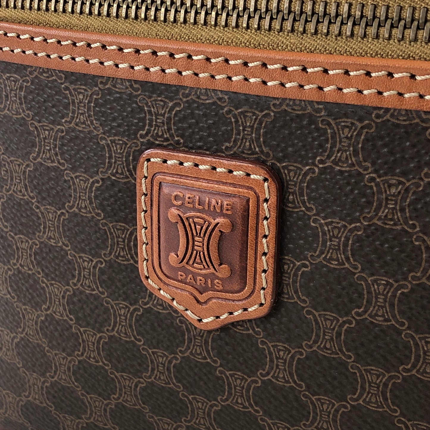 CELINE Macadam Blason Handbag Vanity bag Brown Vintage xx7tni