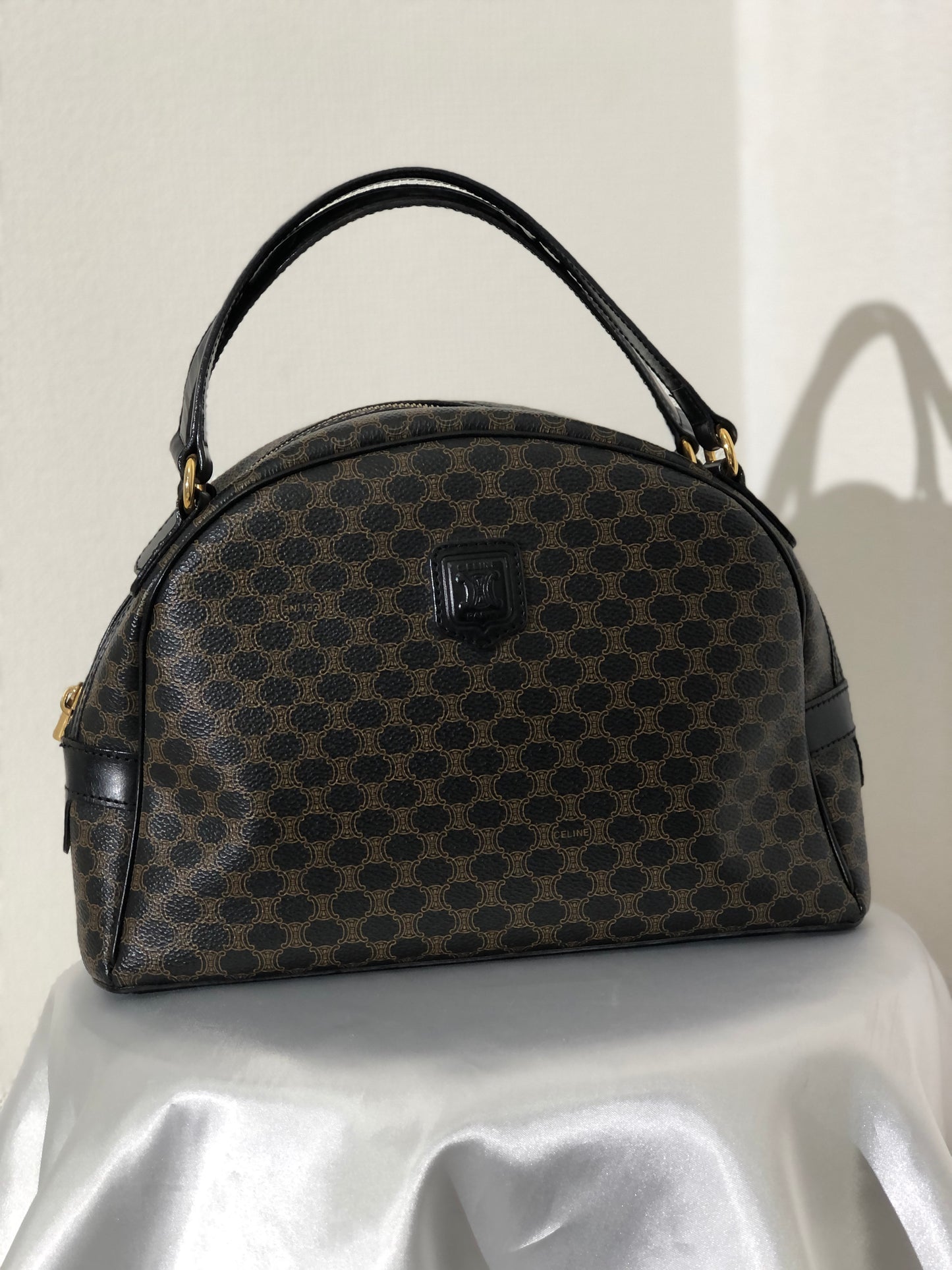 CELINE Macadam Blason Half Round Handbag Black Vintage a78a54