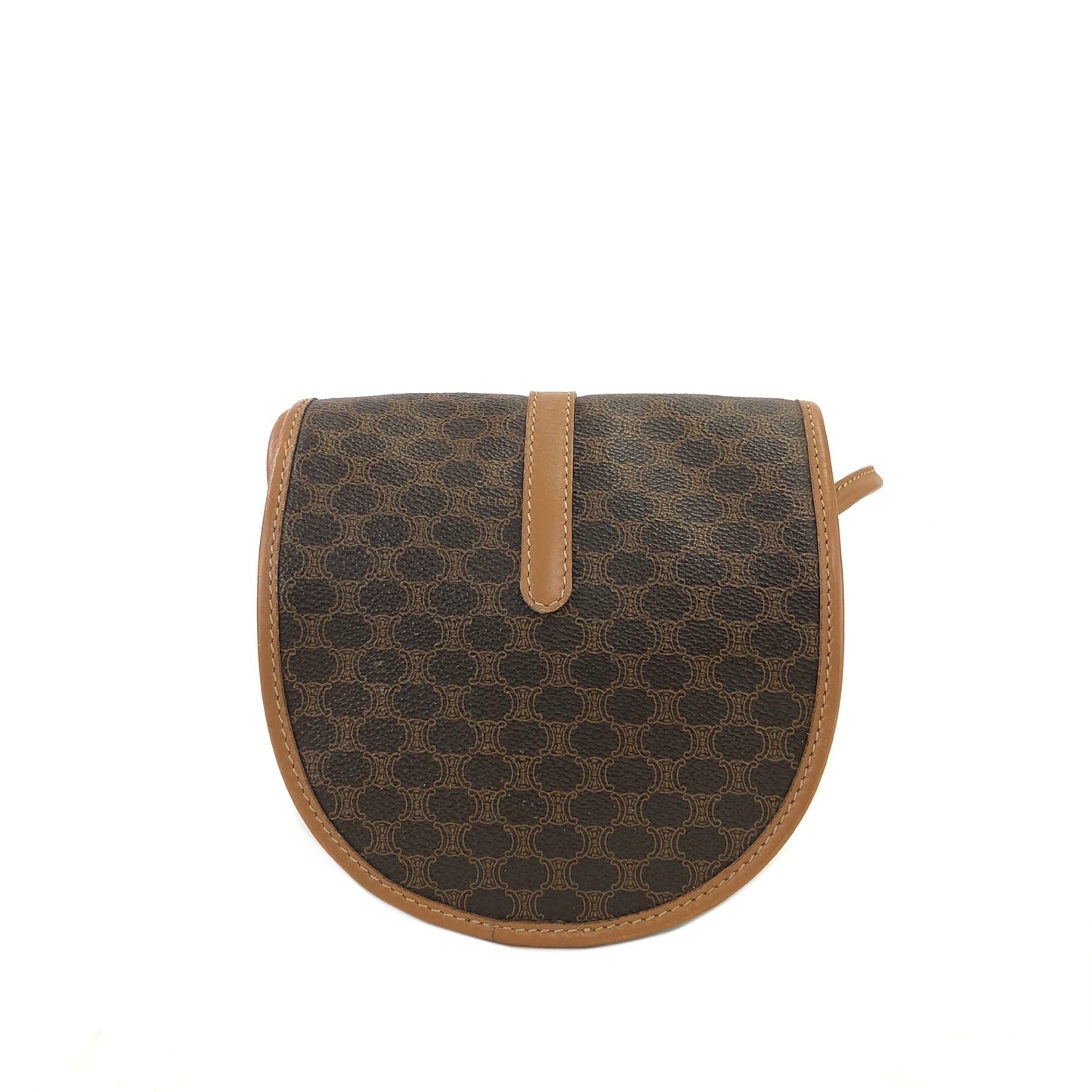 CELINE Macadam Blason Logo Round Macadam PVC Leather Small Shoulder bag Brown Vintage uvtx7g