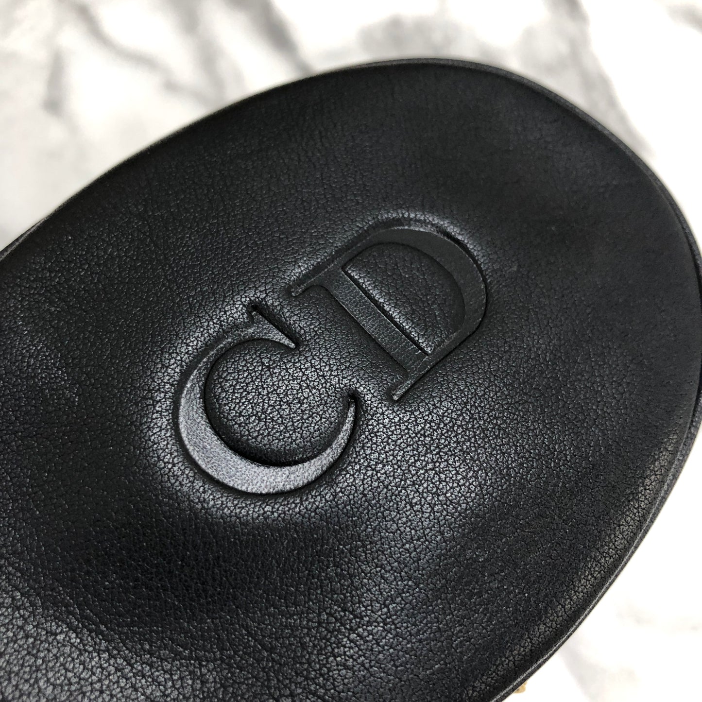 Christian Dior CD 標誌皮革化妝包黑色復古 x5rawm