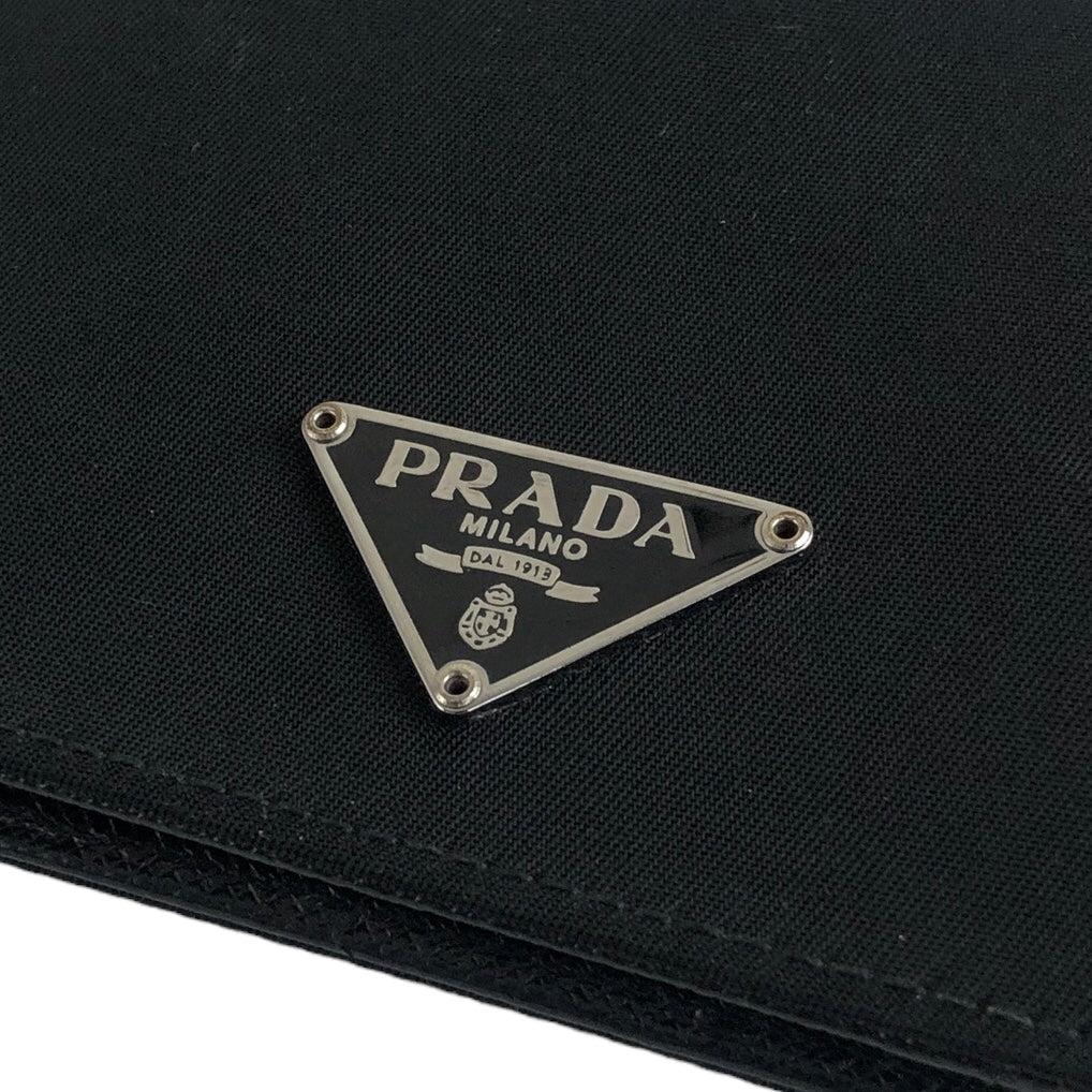 PRADA 三角形標誌尼龍卡包 黑色復古 u3nwve
