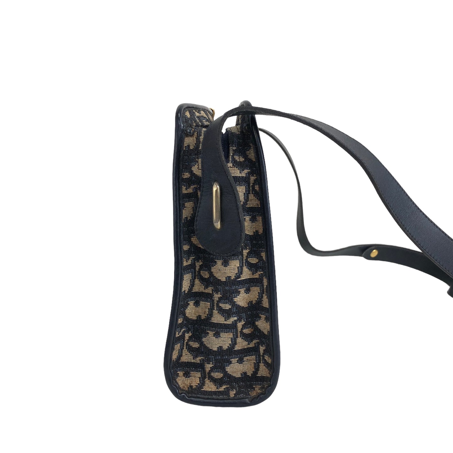 Christian Dior Trotter 提花皮革肩背包 海軍藍 復古 z57hhm