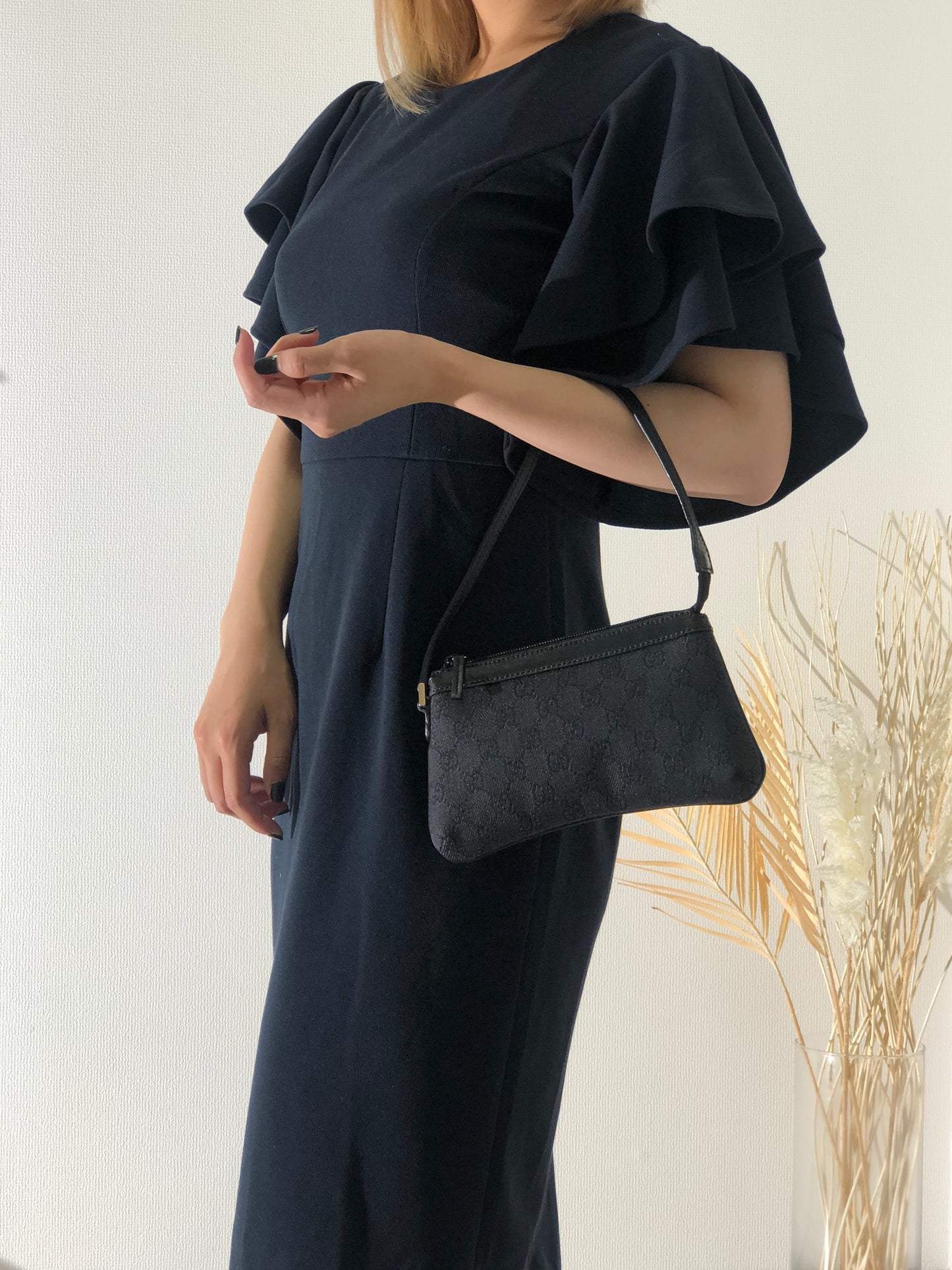 GUCCI GG 帆布 Hobobag 袋 黑色 復古 c3ne6d