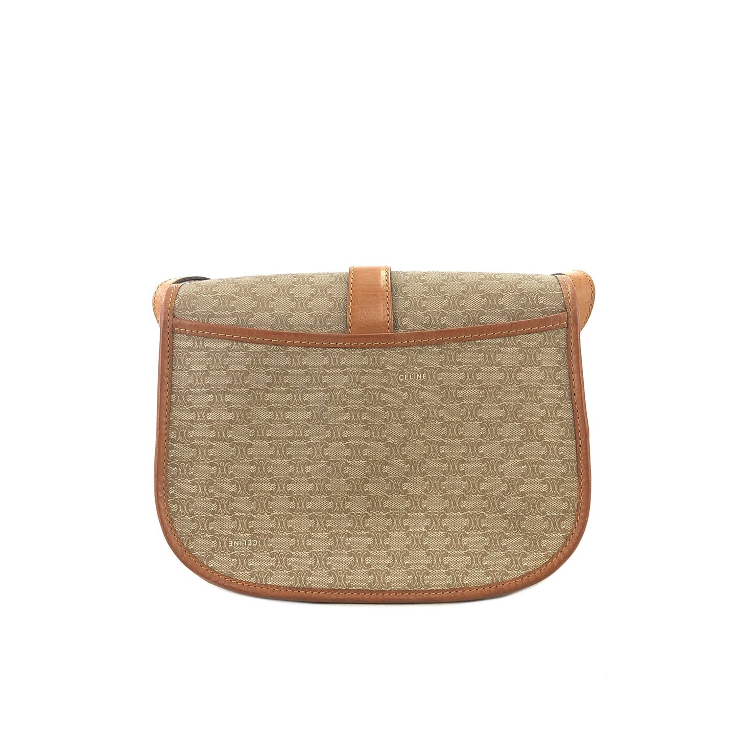 CELINE Macadam PVC Leather Crossbody Shoulder bag Beige Vintage vgsu6a
