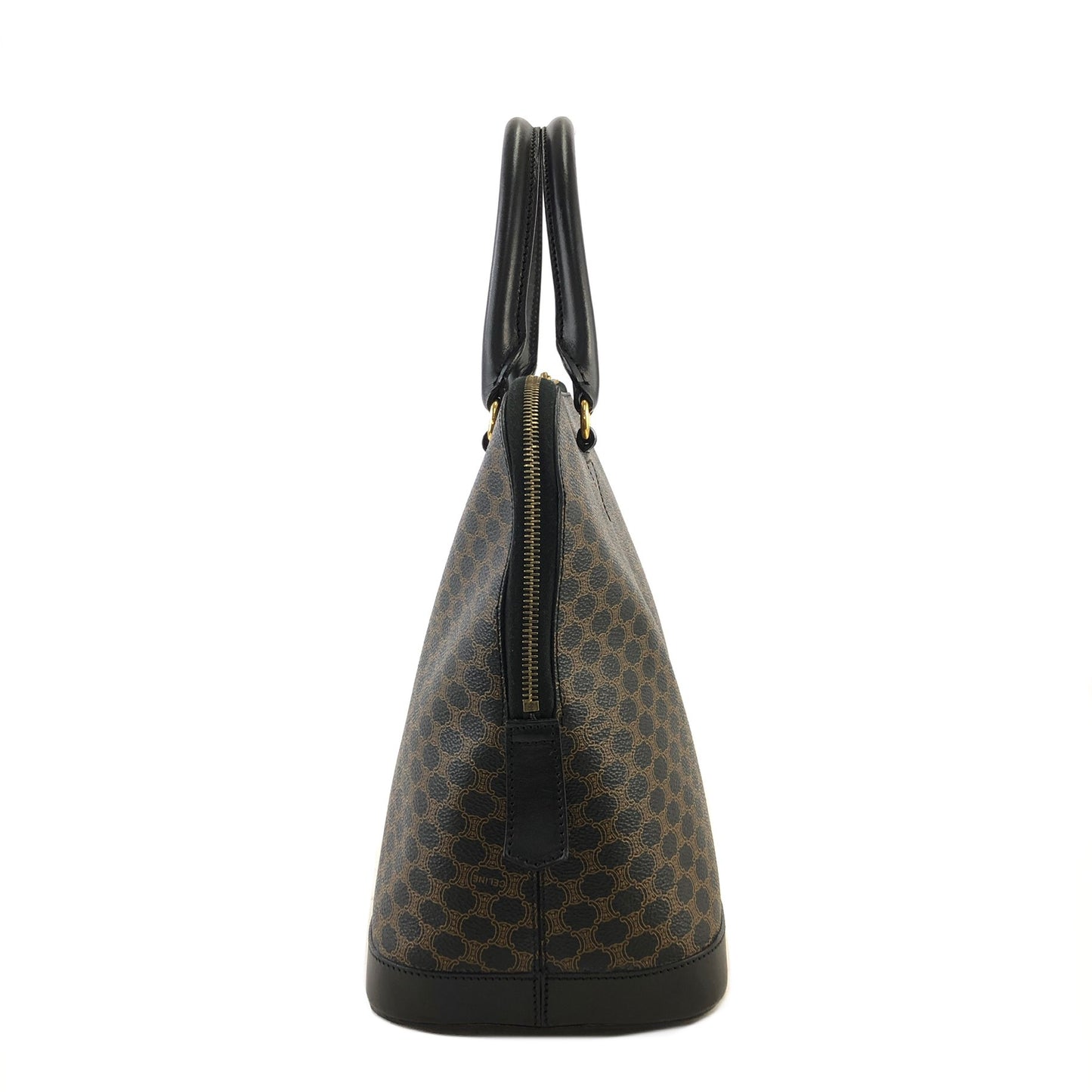 CELINE Macadam Bugatti Leather Two-way Handbag Shoulder bag Black Vintage 2wzg33