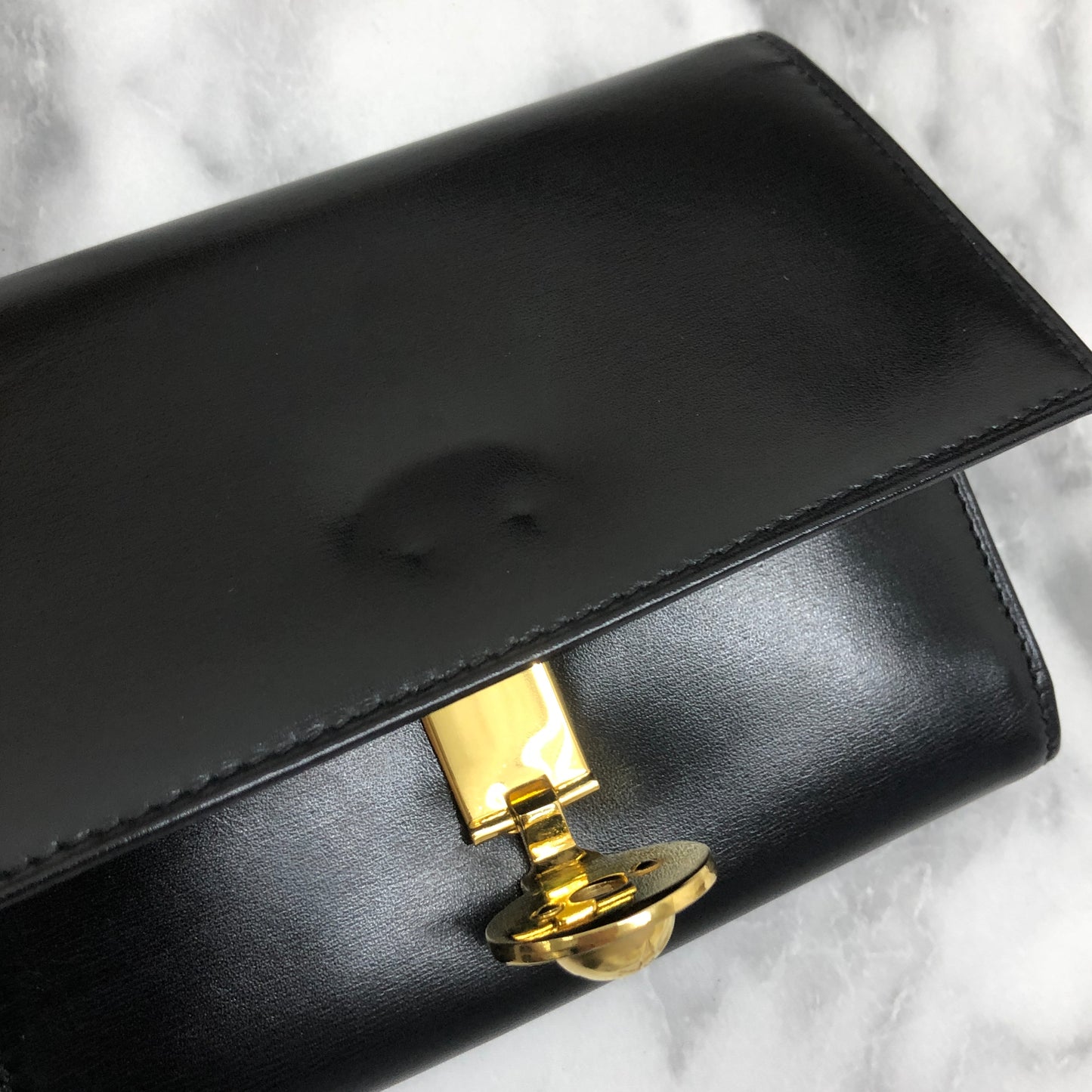 CELINE Starball Leather Trifold Wallet Black Vintage 7j572s