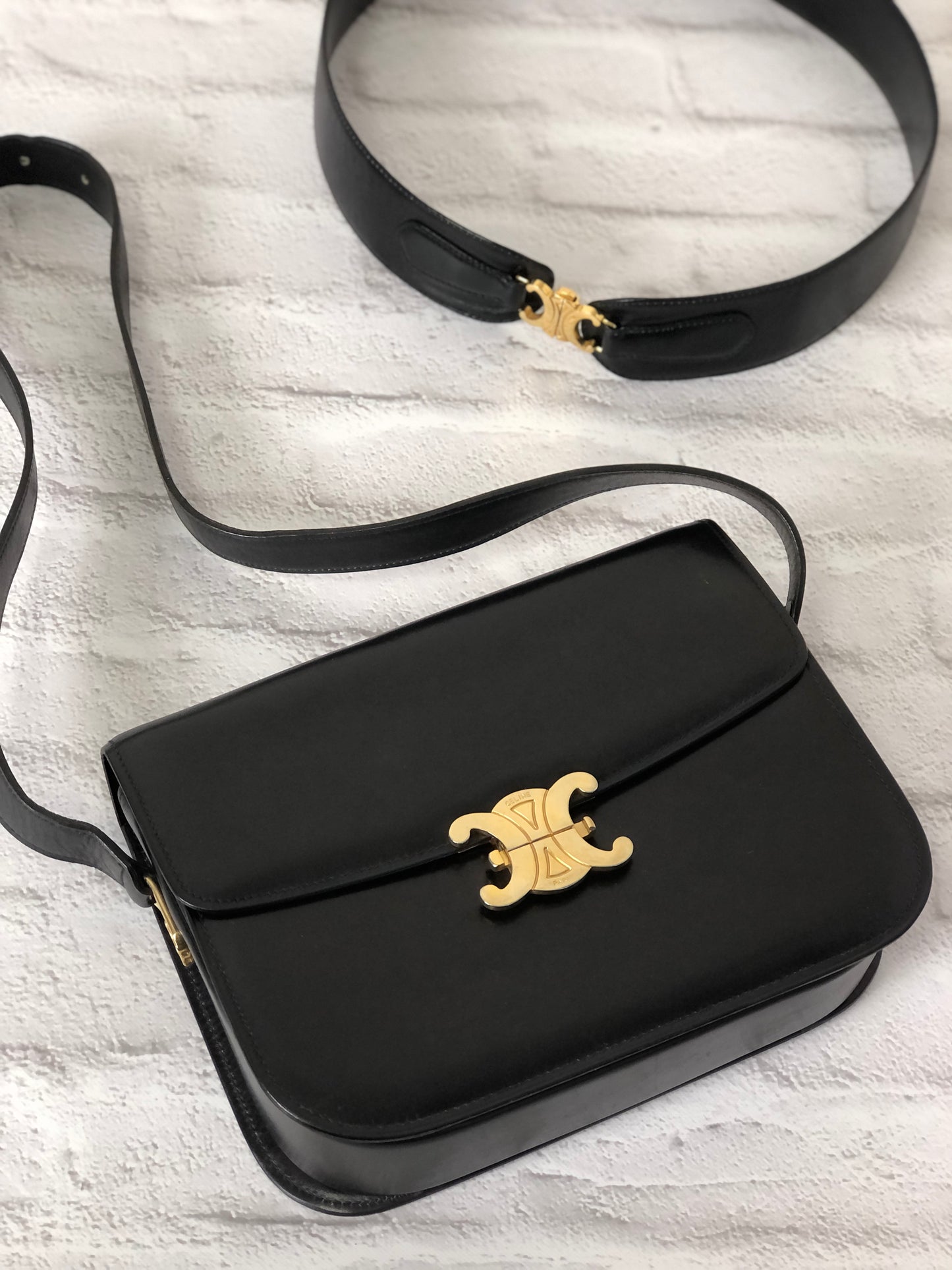 CELINE Triomphe 腰帶 黑色 復古 fvi2pj
