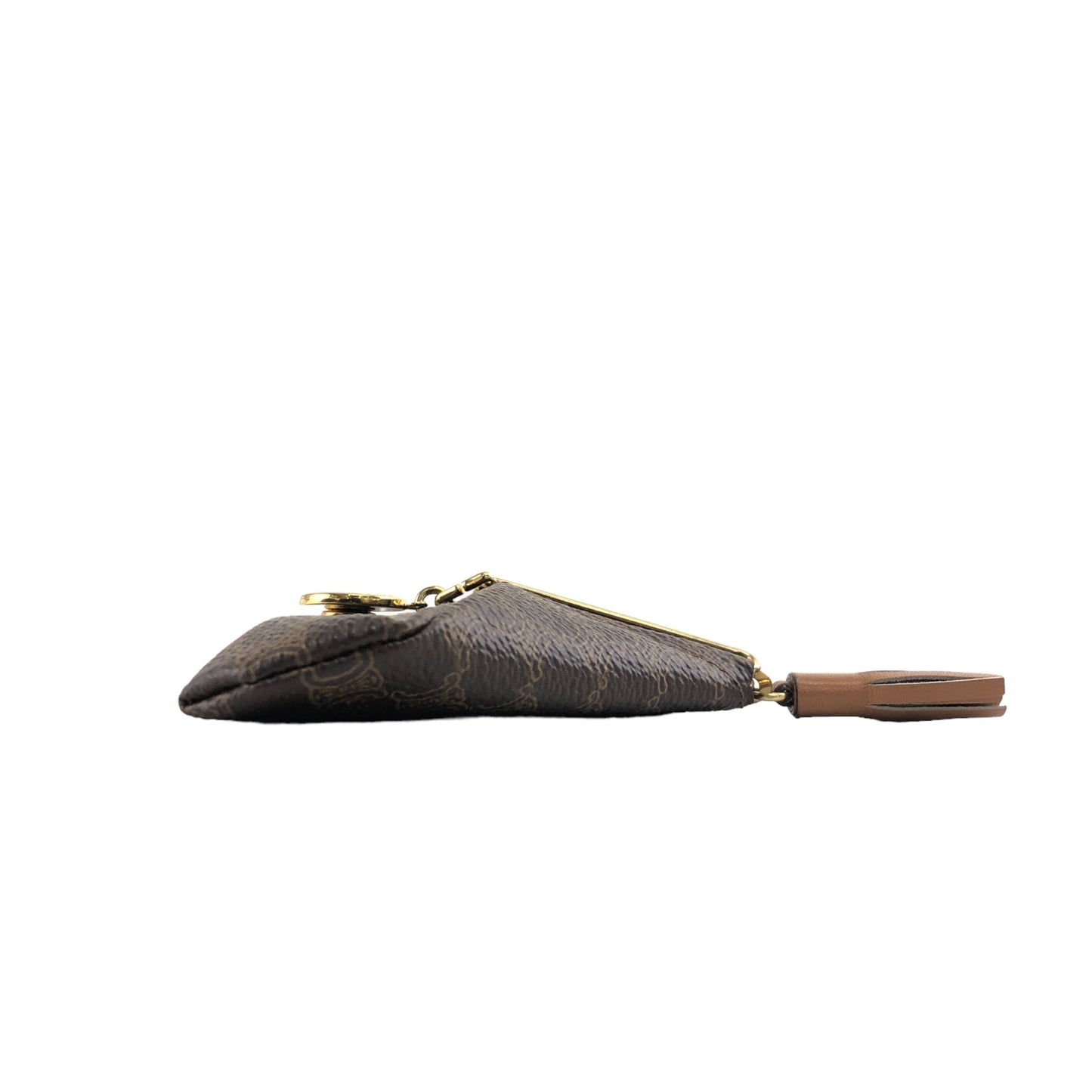 CELINE Macadam Horse Carriage Triangle Coin Purse Brown Vintage wgai4s