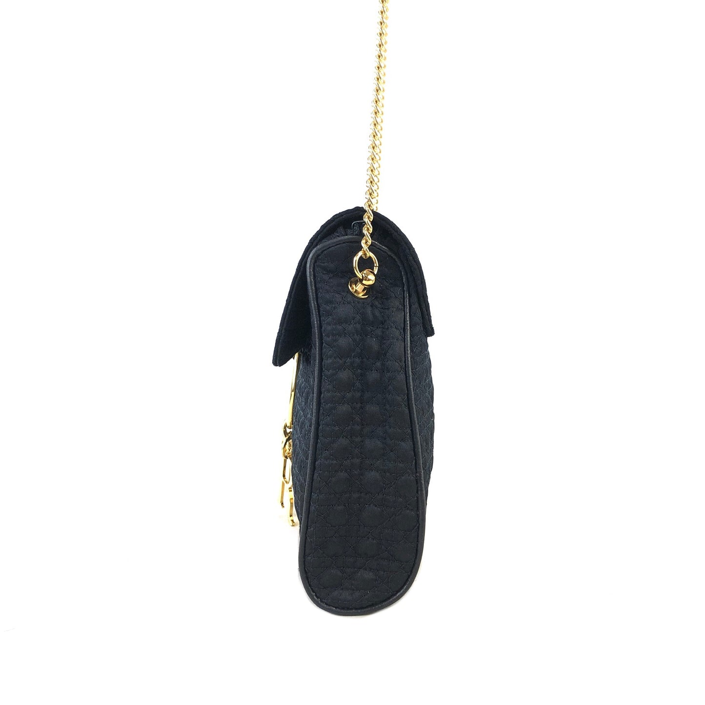 Christian Dior Cannage Logo Charm Nylon Chain Shoulder bag Navy Vintage i7uukd