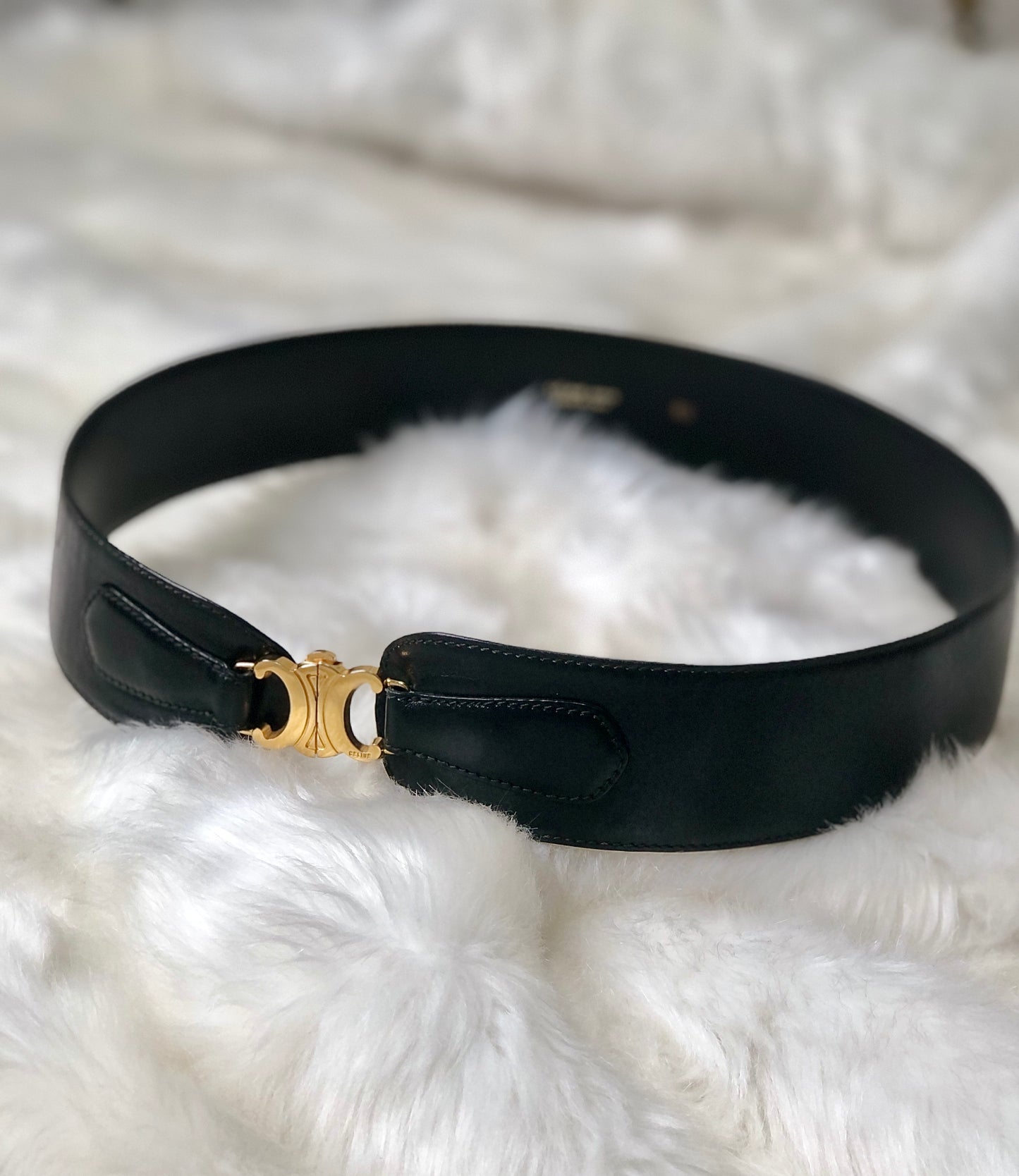 CELINE Triomphe 腰帶 黑色 復古 fvi2pj