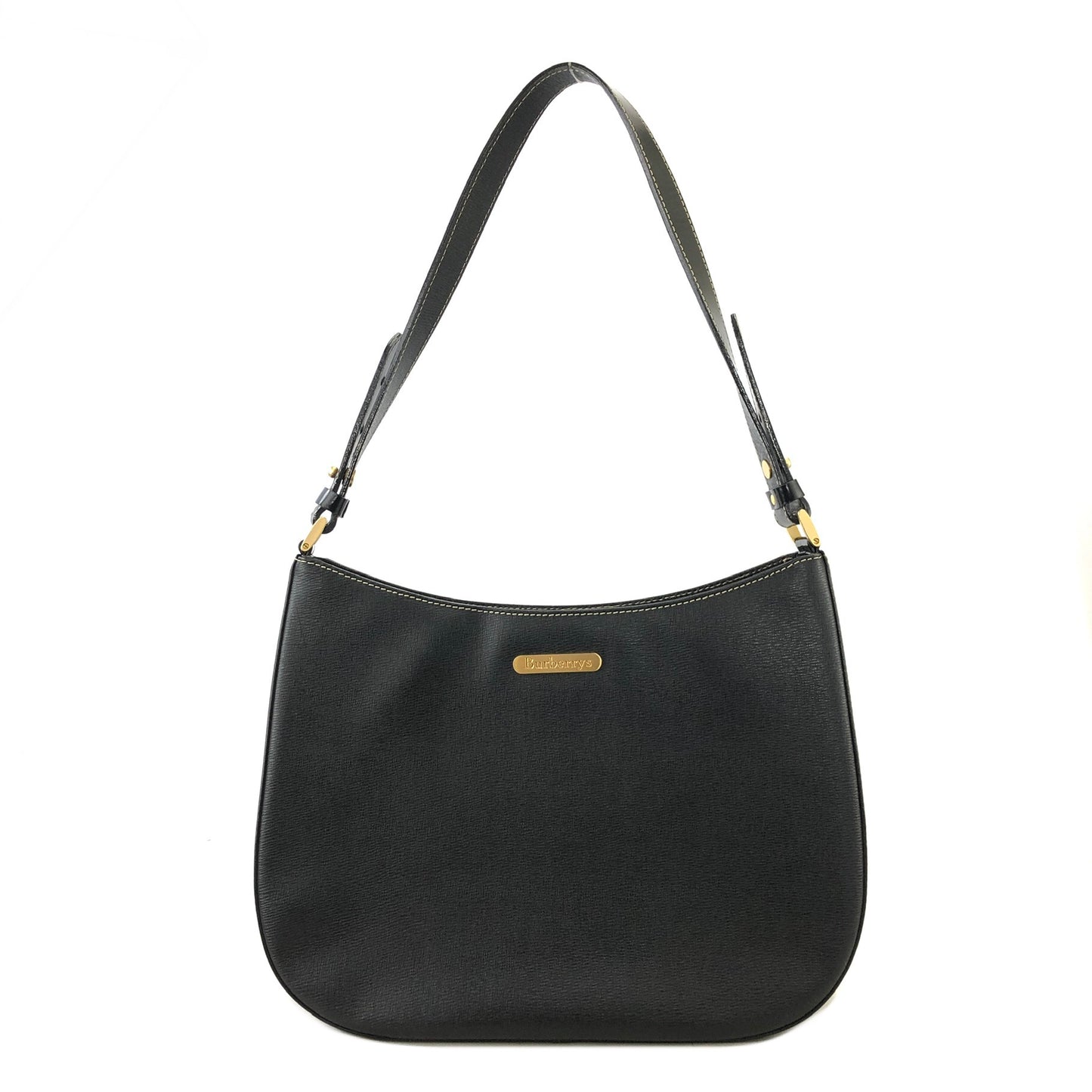 Burberrys Logo Motif Leather Shoulder bag Black Vintage cd8br3