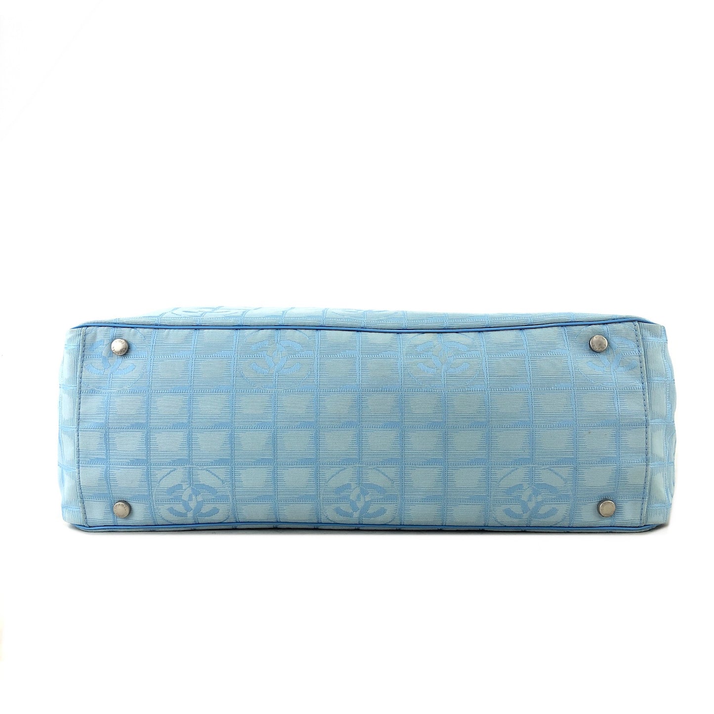 CHANEL New Travel Line Nylon Totebag Light Blue Vintage kmdfg4