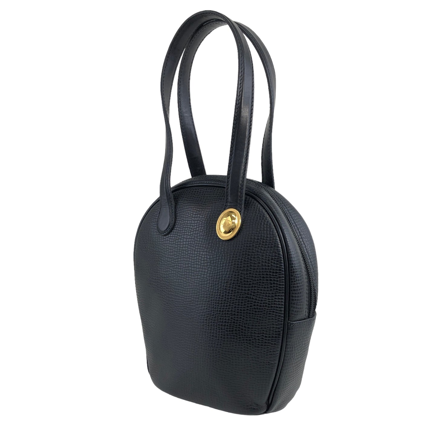 Christian Dior CD 標誌皮革小手提包黑色復古 xf3m4r