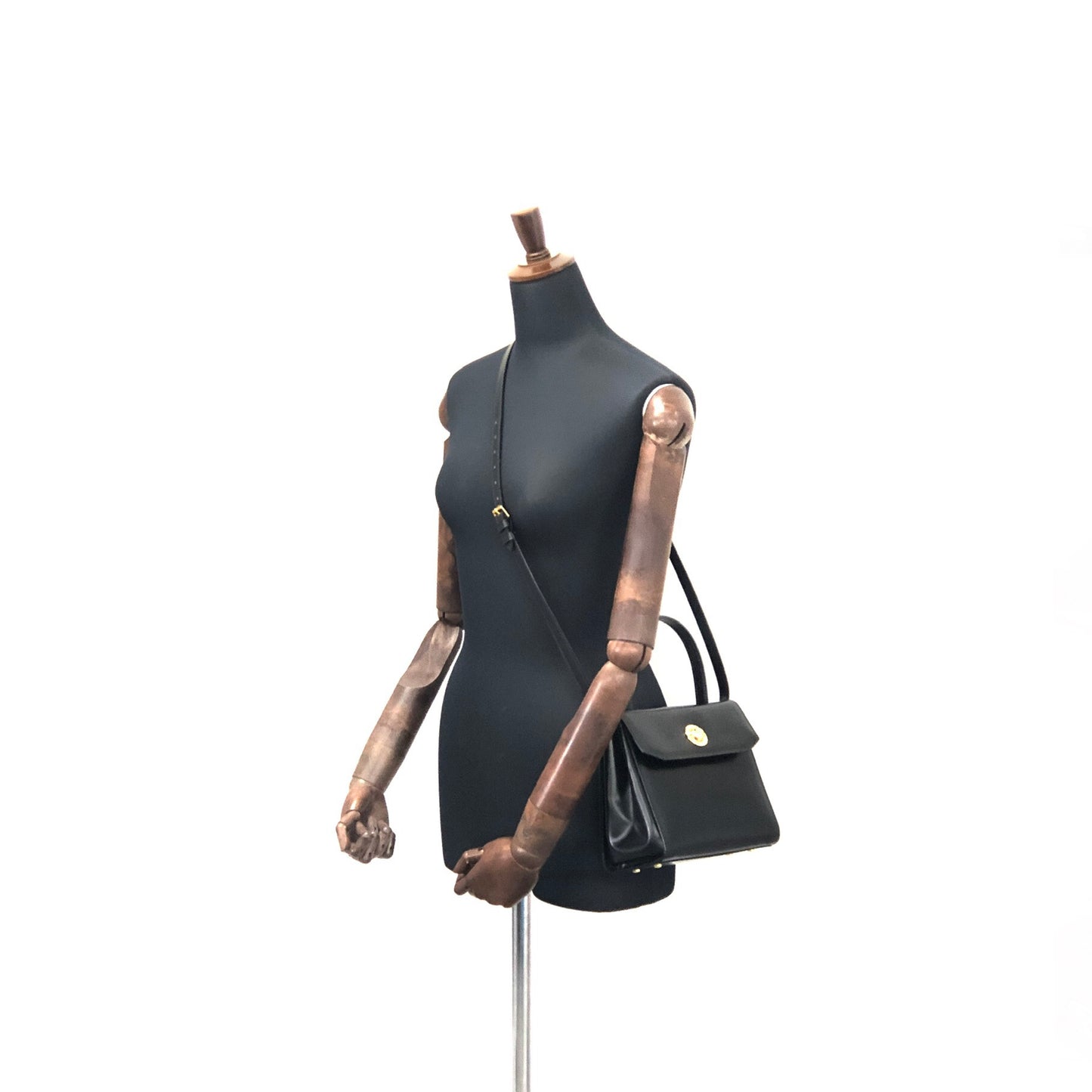 CELINE Starball 皮革兩用手提包單肩包黑色復古 jrwffj