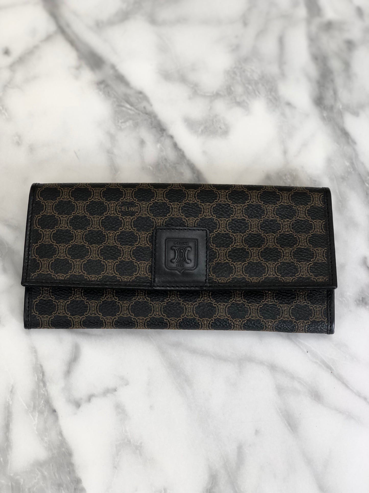 CELINE Macadam Blason Long Wallet Black Vintage 66c45f