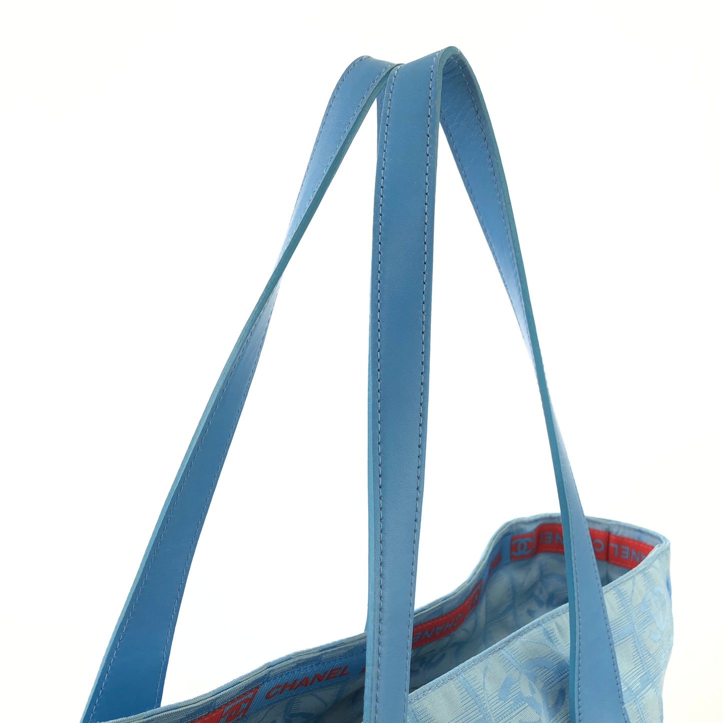 CHANEL New Travel Line Nylon Totebag Light Blue Vintage kmdfg4