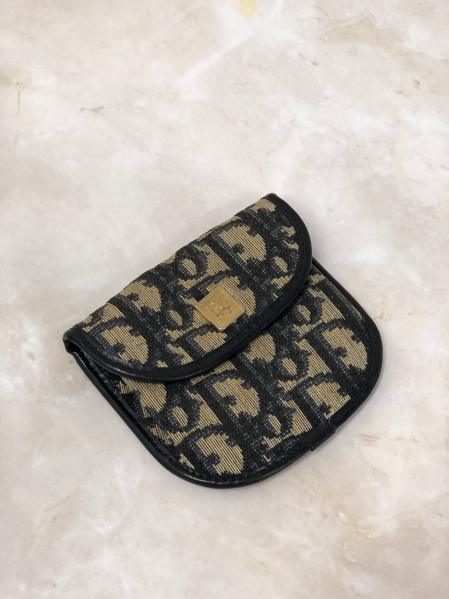 Christian Dior Trotter 提花零錢包 海軍藍 復古 f3tafa